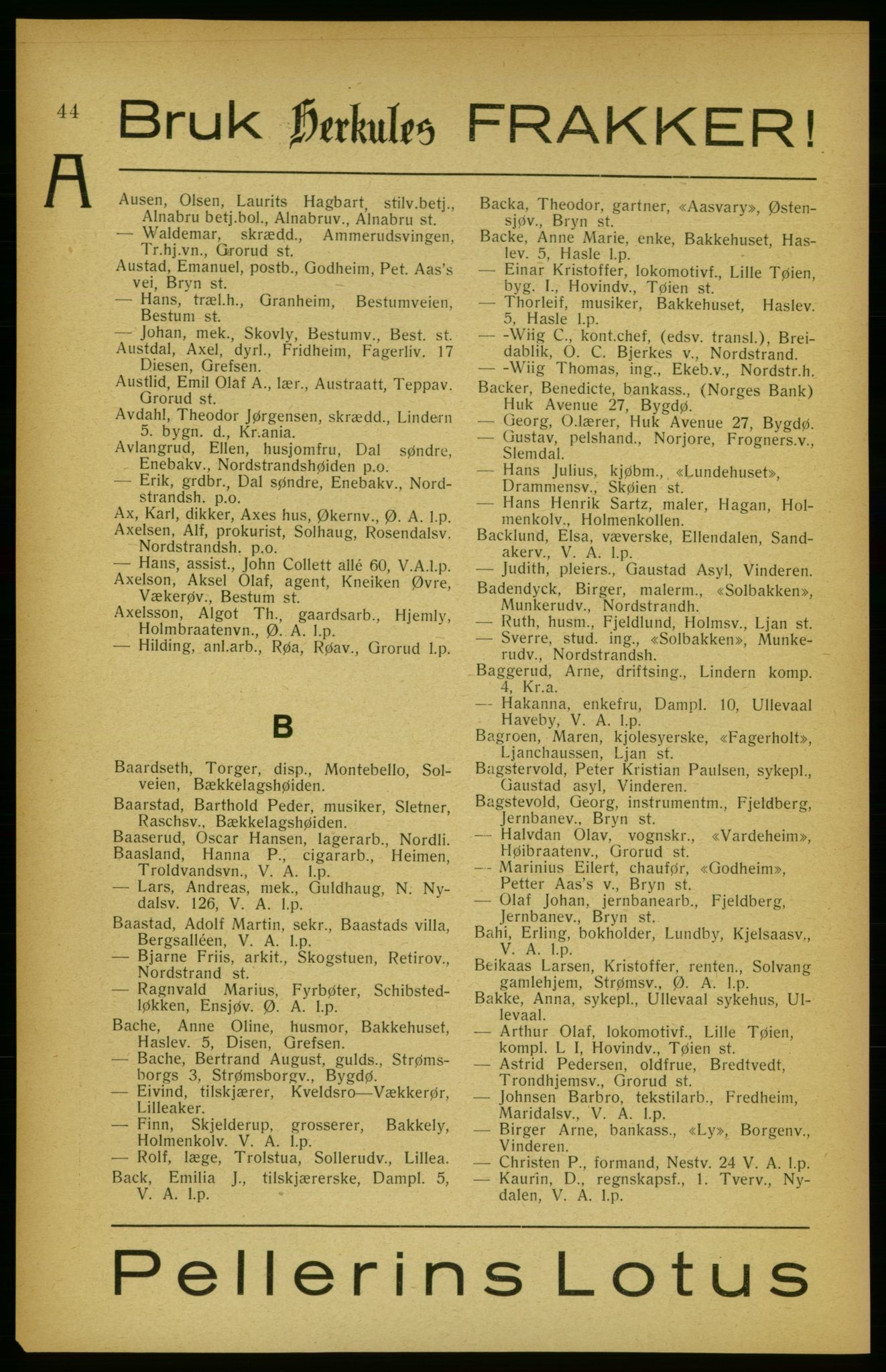 Aker adressebok/adressekalender, PUBL/001/A/002: Akers adressekalender, 1922, s. 44