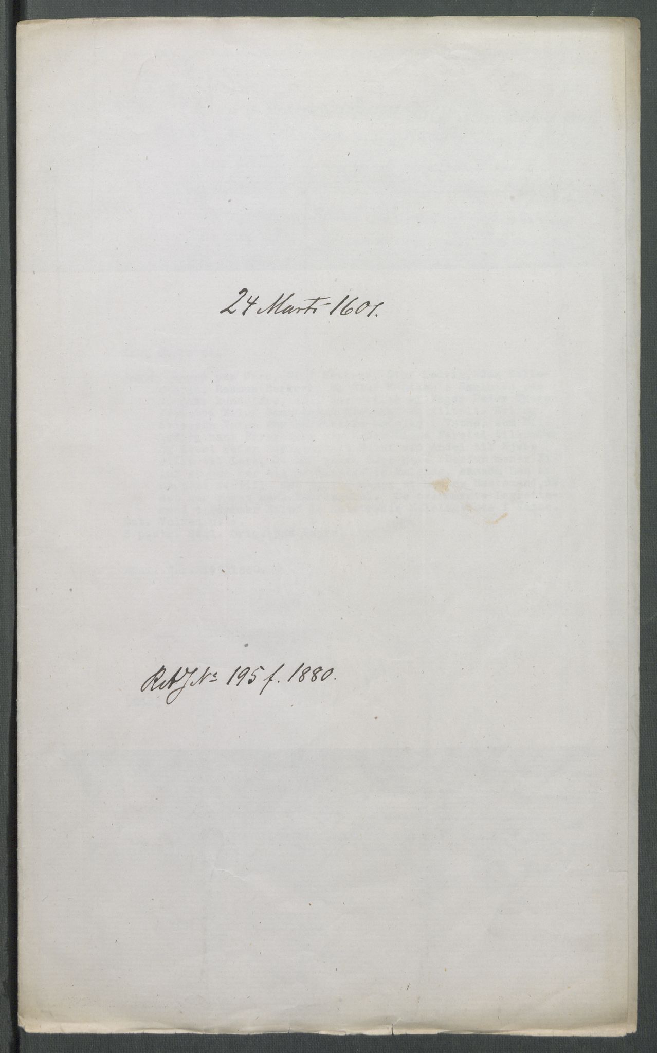 Riksarkivets diplomsamling, AV/RA-EA-5965/F02/L0110: Dokumenter, 1601, s. 26