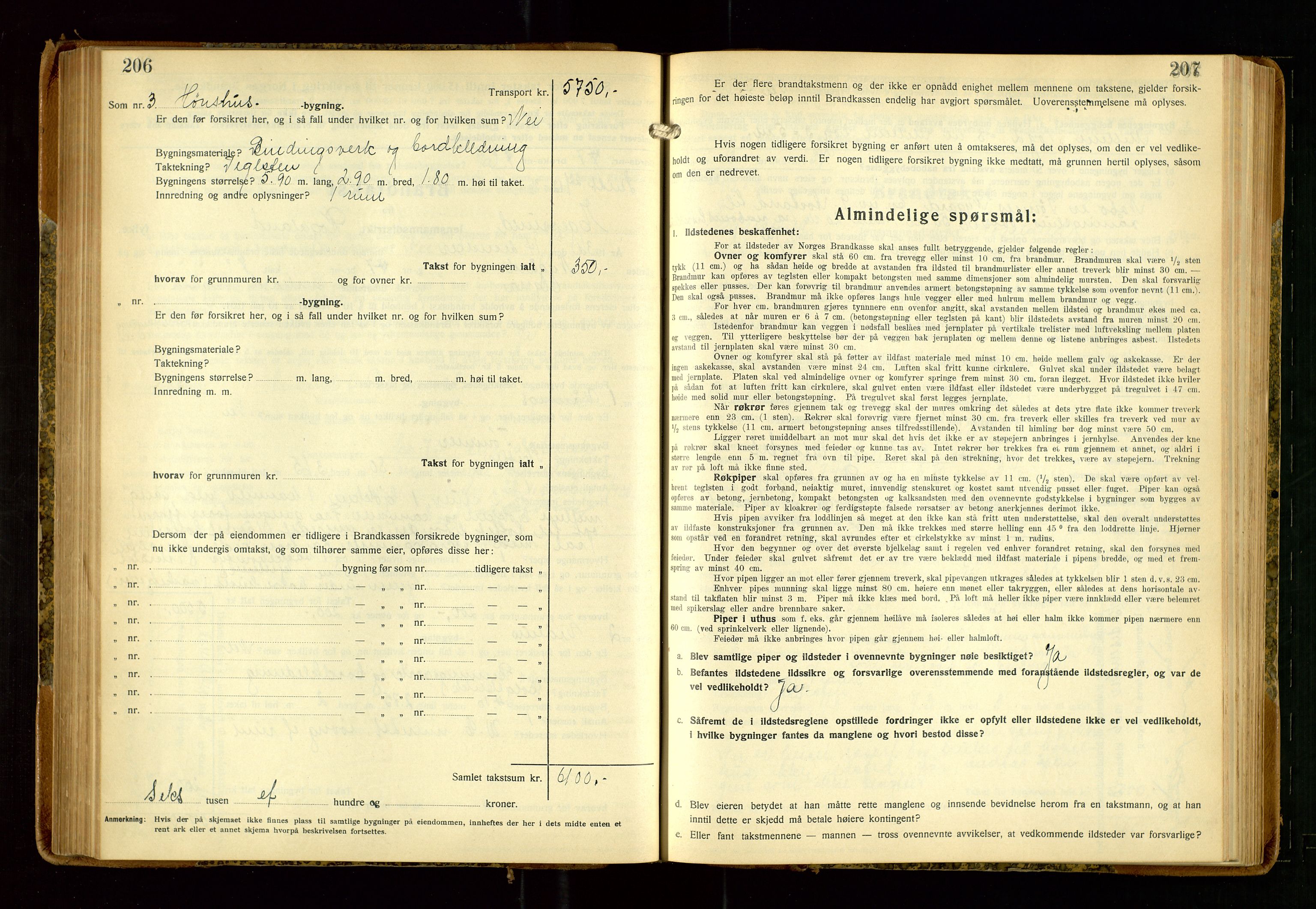 Eigersund lensmannskontor, AV/SAST-A-100171/Gob/L0006: "Brandtakstprotokoll", 1934-1938, s. 206-207