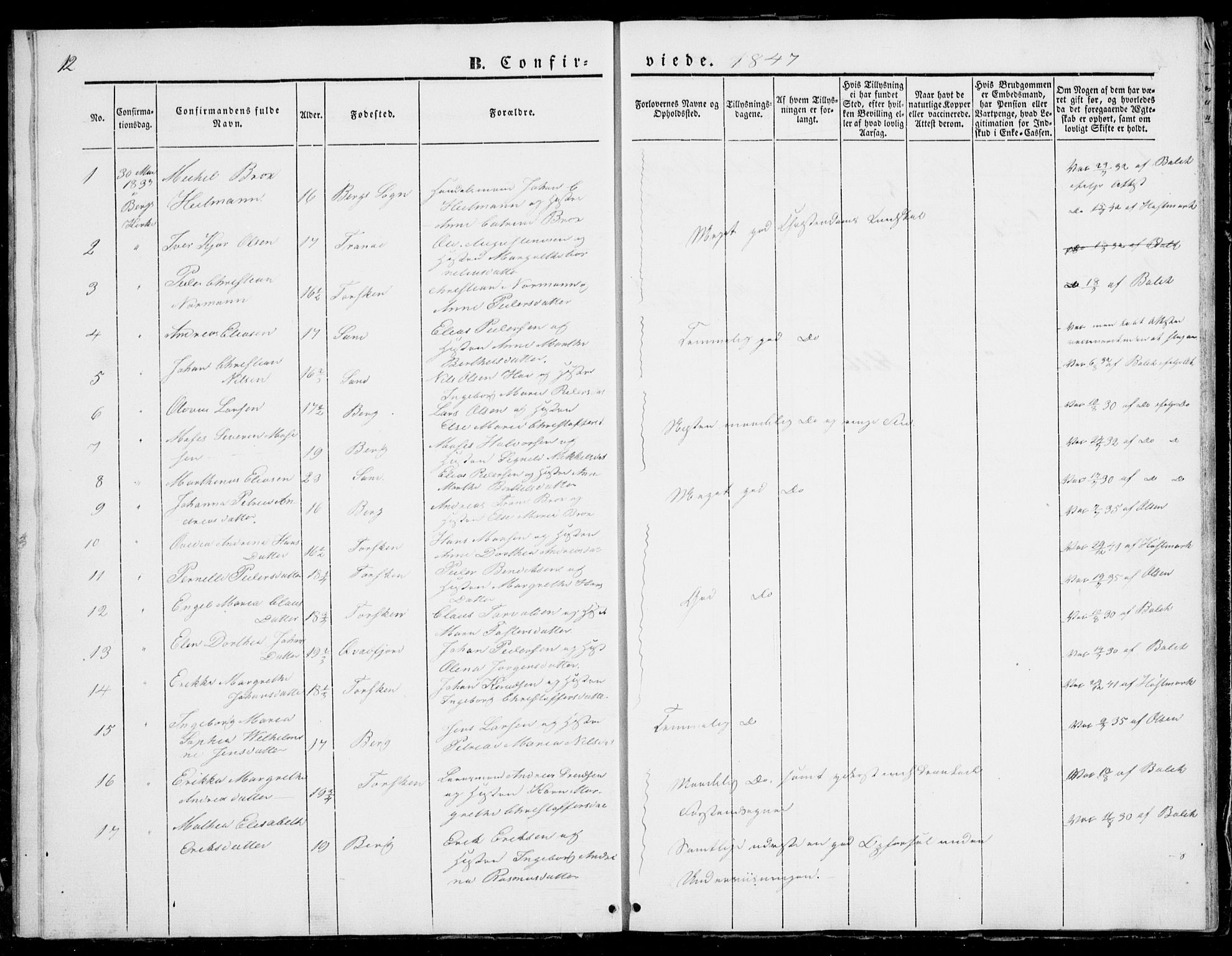 Berg sokneprestkontor, AV/SATØ-S-1318/G/Ga/Gab/L0001klokker: Klokkerbok nr. 1, 1843-1851, s. 12