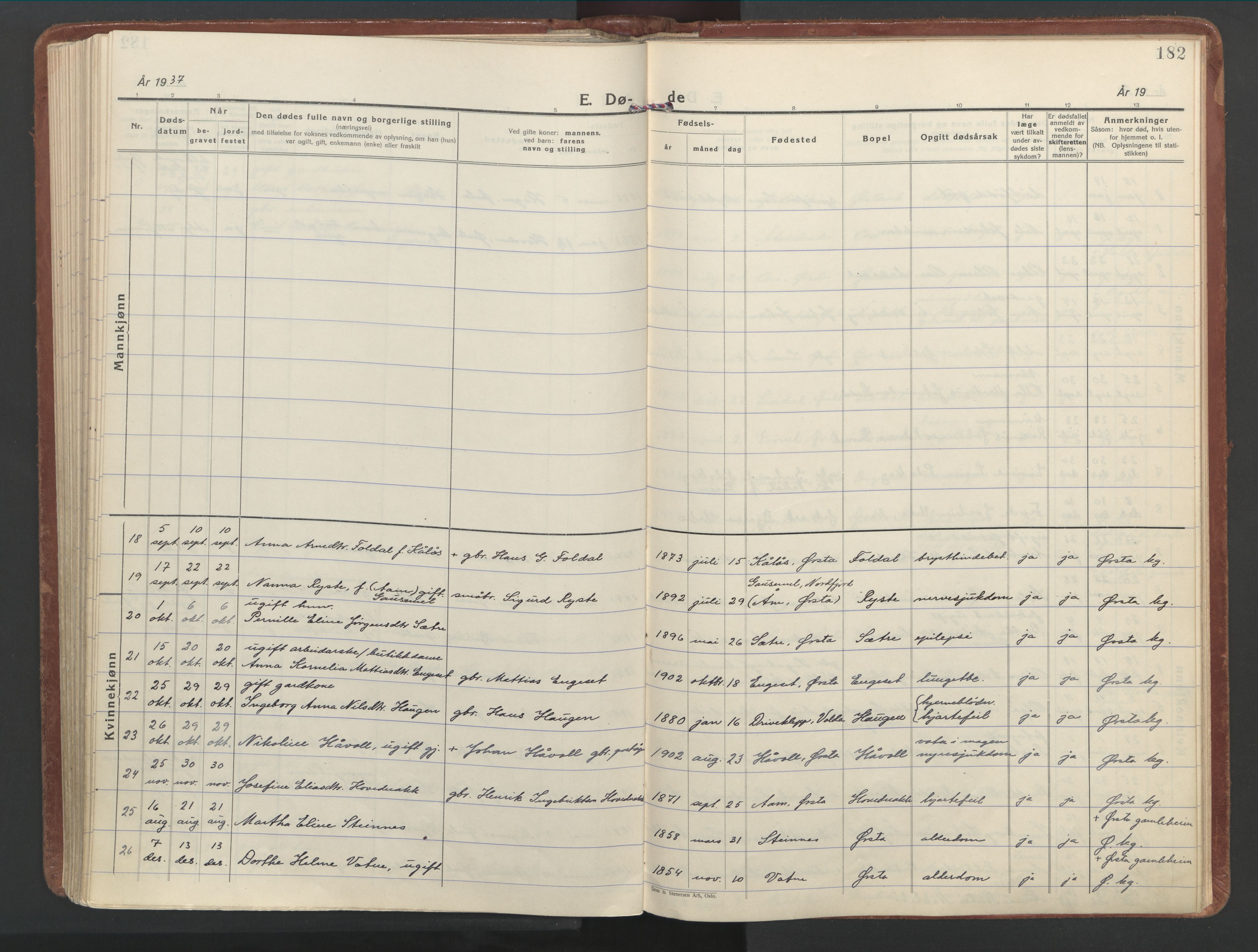 Ministerialprotokoller, klokkerbøker og fødselsregistre - Møre og Romsdal, AV/SAT-A-1454/513/L0181: Ministerialbok nr. 513A08, 1930-1943, s. 182