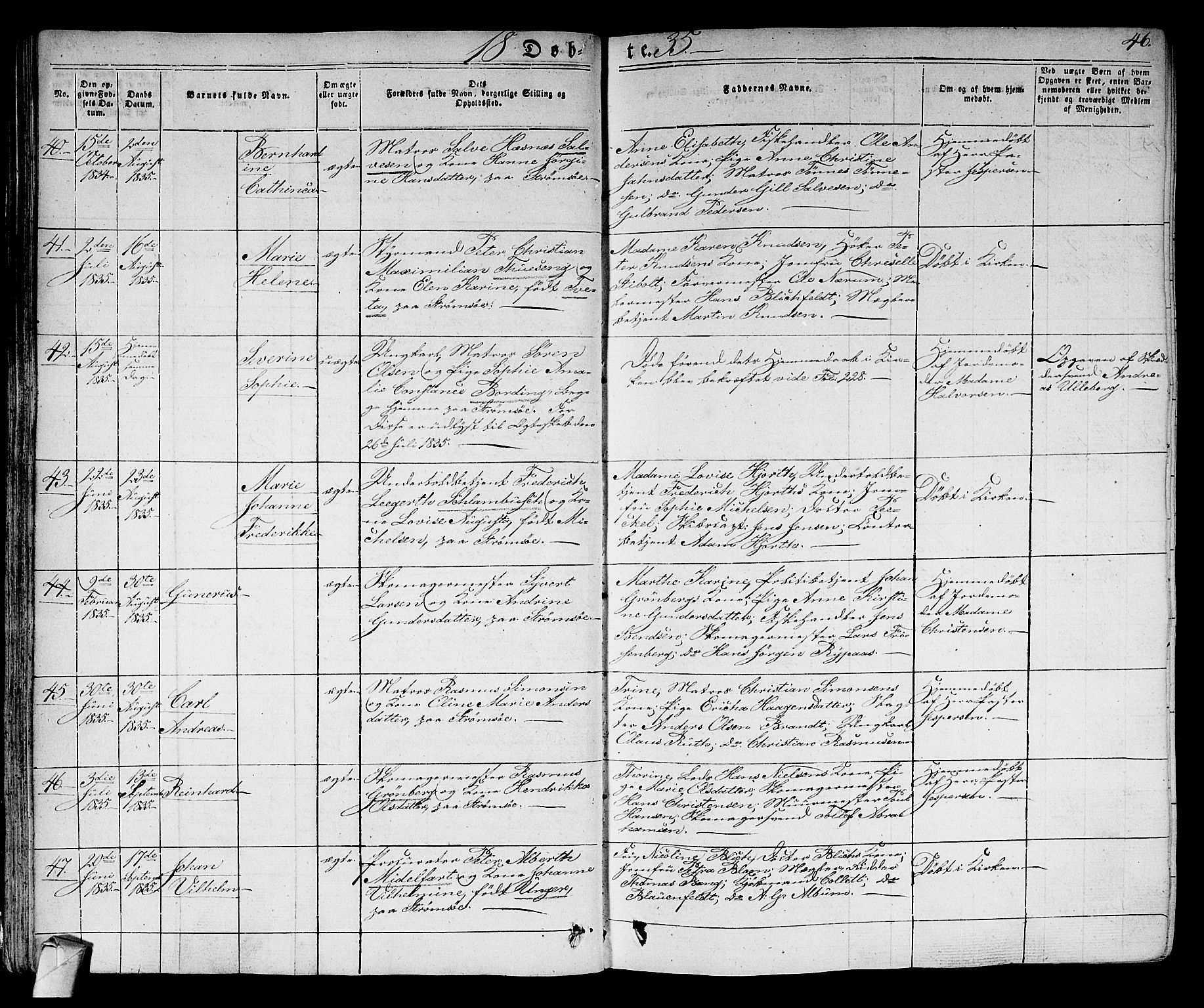 Strømsø kirkebøker, AV/SAKO-A-246/F/Fa/L0012: Ministerialbok nr. I 12, 1830-1847, s. 46