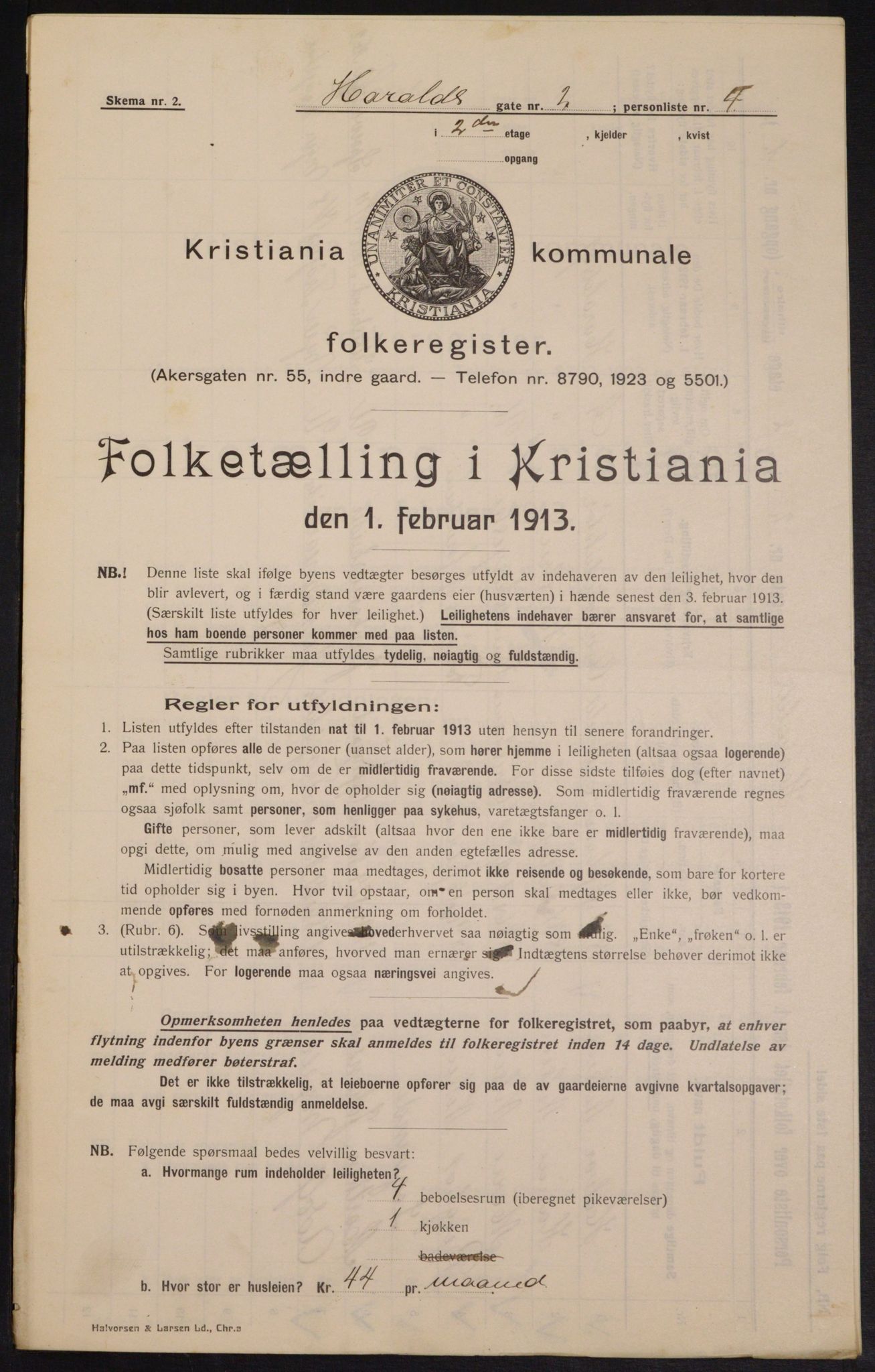 OBA, Kommunal folketelling 1.2.1913 for Kristiania, 1913, s. 35091