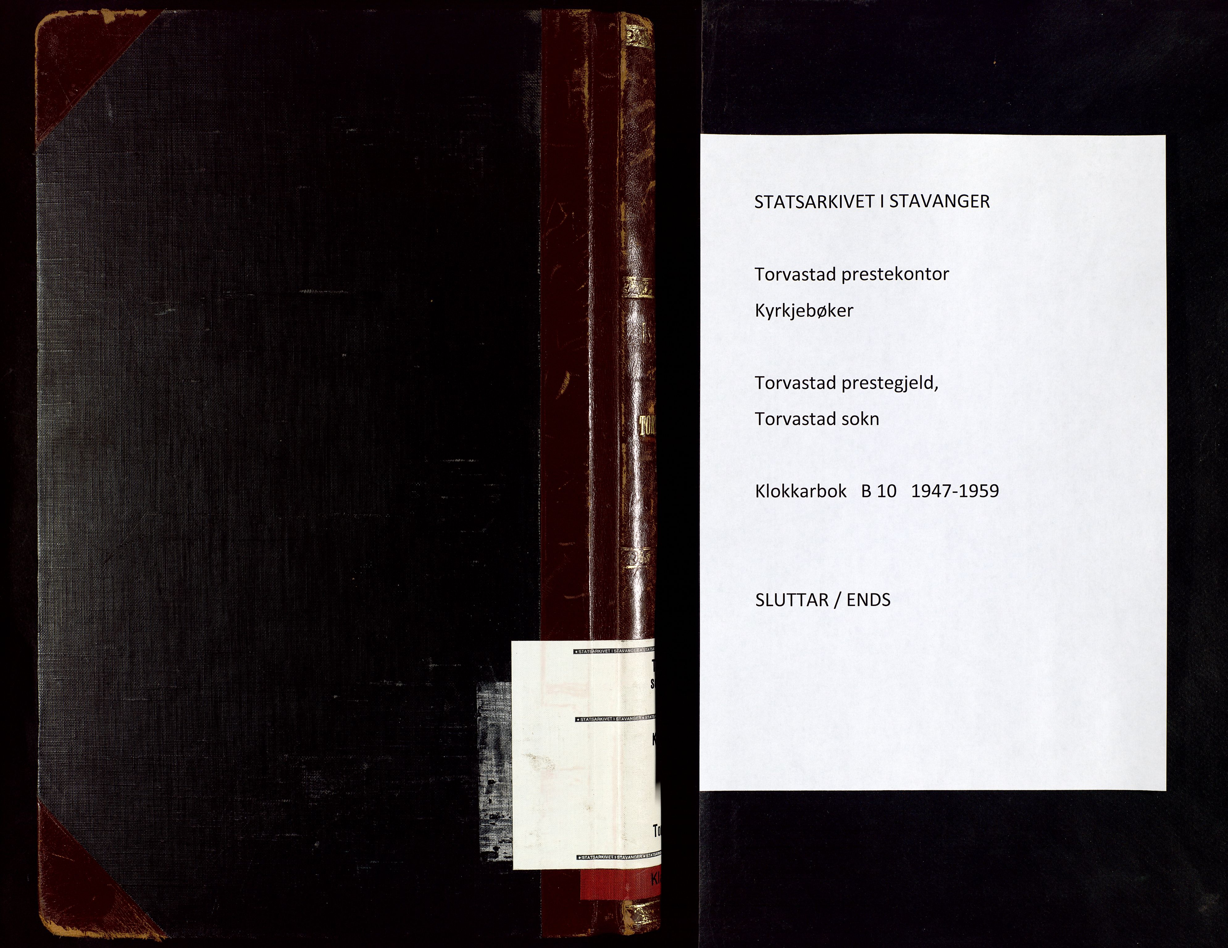 Torvastad sokneprestkontor, SAST/A -101857/H/Ha/Hab/L0010: Klokkerbok nr. B 10, 1947-1959