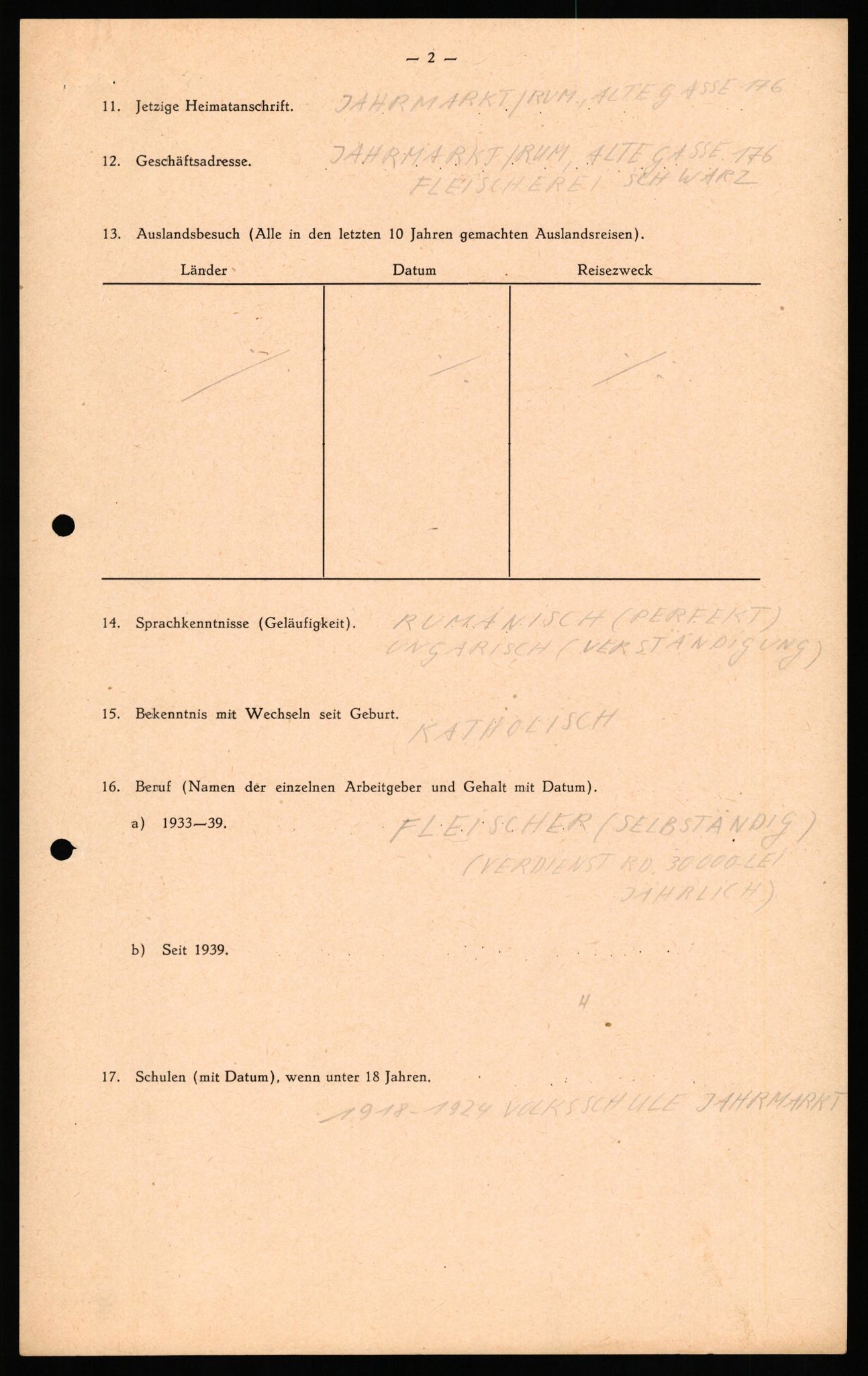 Forsvaret, Forsvarets overkommando II, AV/RA-RAFA-3915/D/Db/L0041: CI Questionaires.  Diverse nasjonaliteter., 1945-1946, s. 188