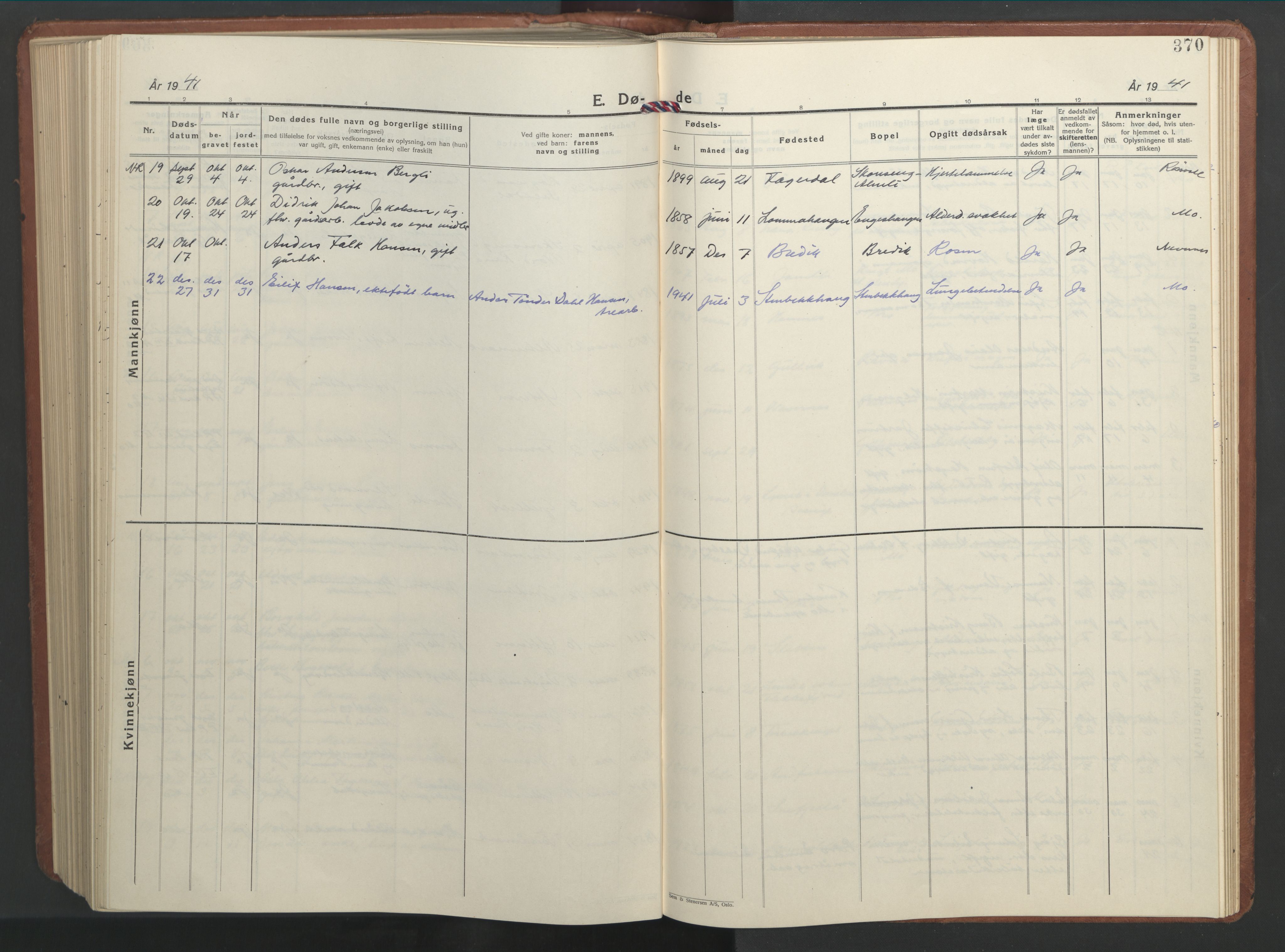 Ministerialprotokoller, klokkerbøker og fødselsregistre - Nordland, SAT/A-1459/827/L0425: Klokkerbok nr. 827C14, 1931-1946, s. 370