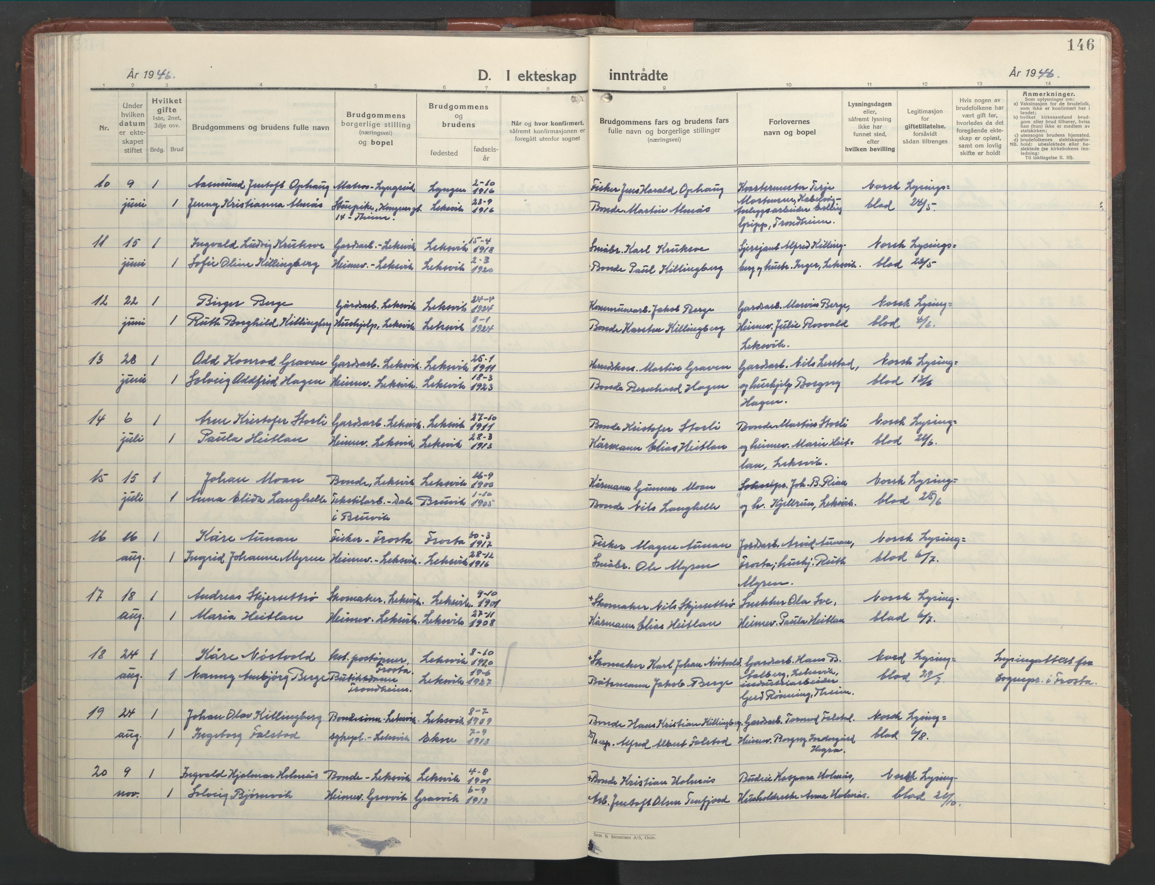Ministerialprotokoller, klokkerbøker og fødselsregistre - Nord-Trøndelag, SAT/A-1458/701/L0019: Klokkerbok nr. 701C03, 1930-1953, s. 146