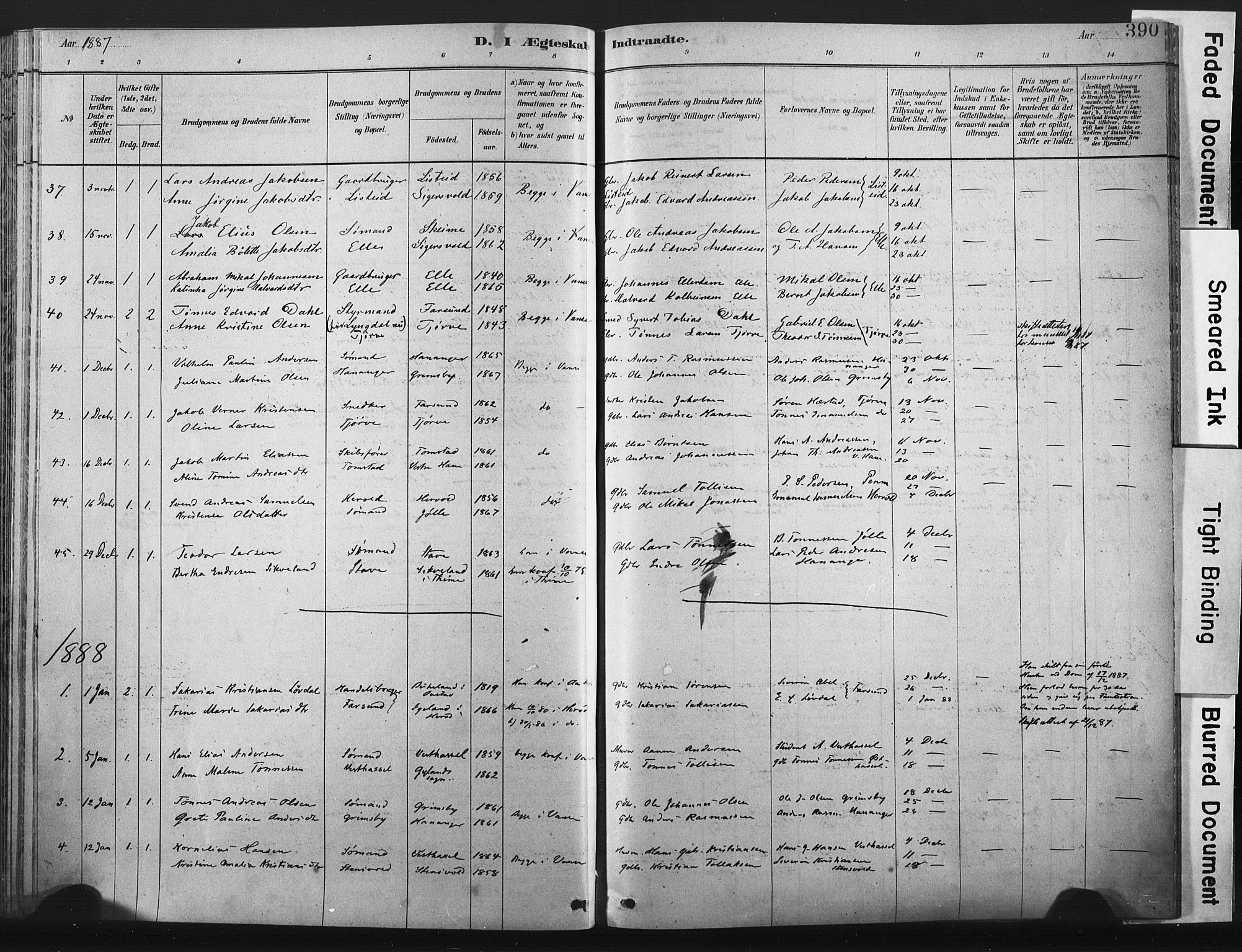 Lista sokneprestkontor, AV/SAK-1111-0027/F/Fa/L0012: Ministerialbok nr. A 12, 1879-1903, s. 390