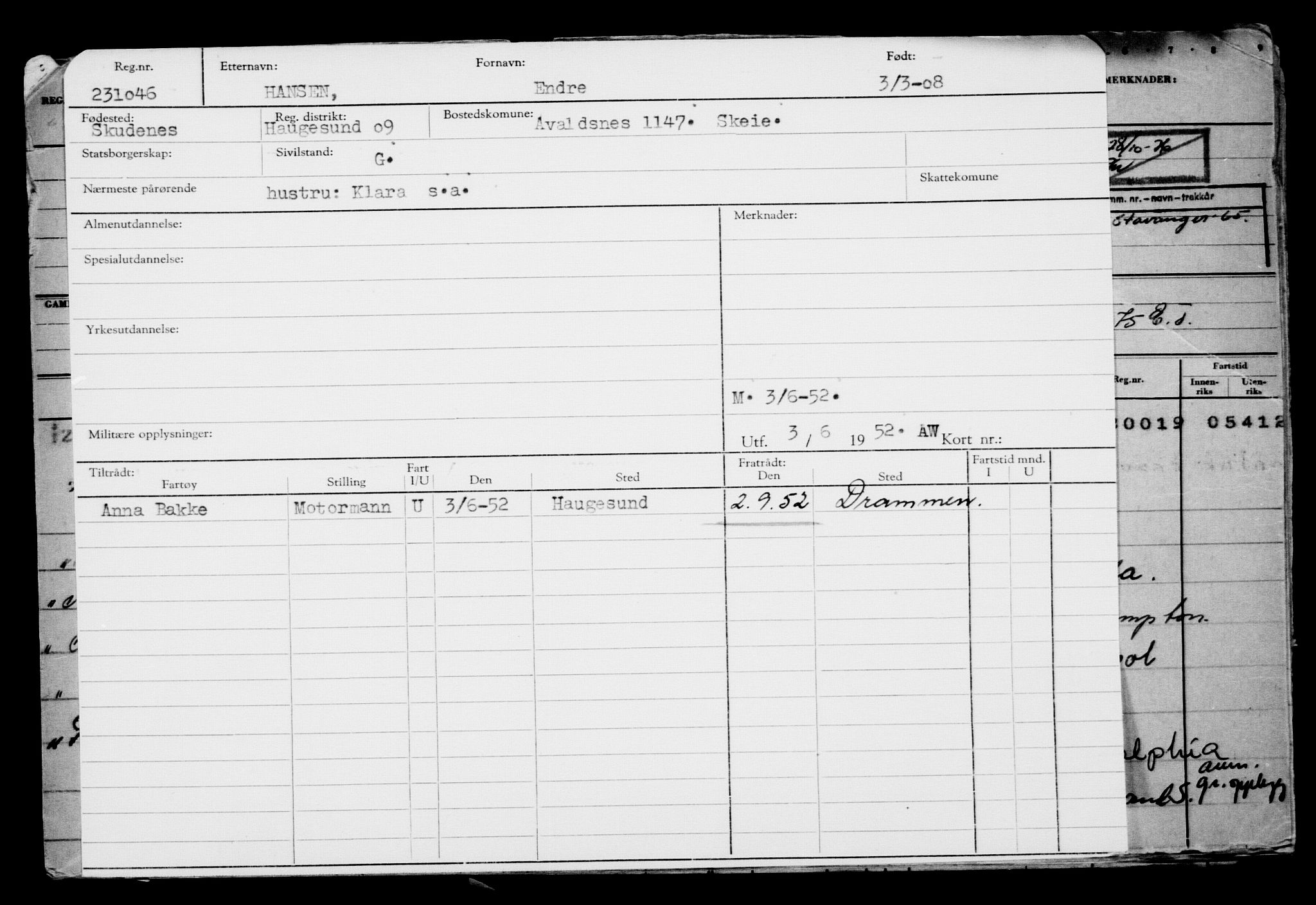 Direktoratet for sjømenn, RA/S-3545/G/Gb/L0076: Hovedkort, 1908, s. 25