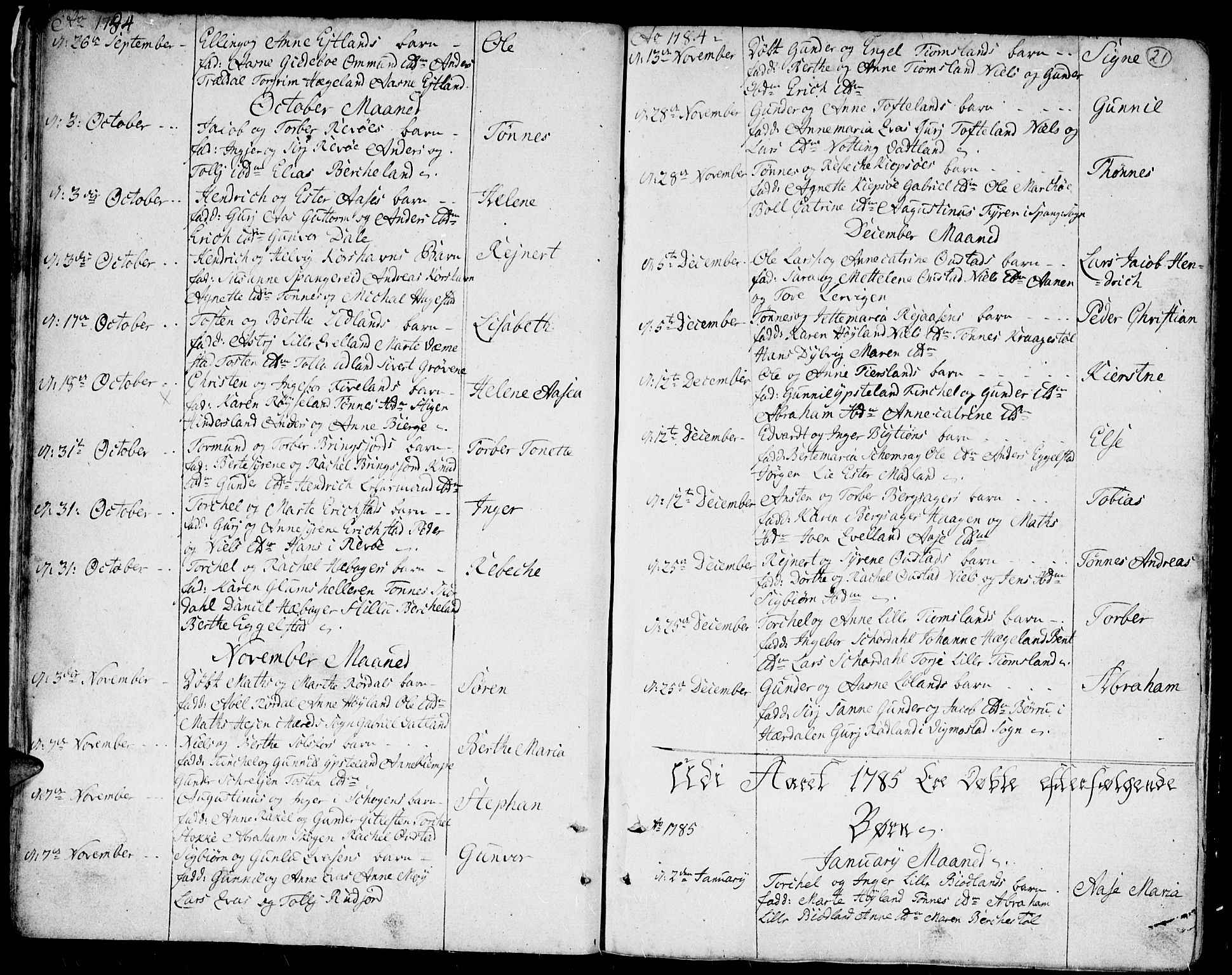 Lyngdal sokneprestkontor, AV/SAK-1111-0029/F/Fa/Fac/L0004: Ministerialbok nr. A 4, 1780-1815, s. 21