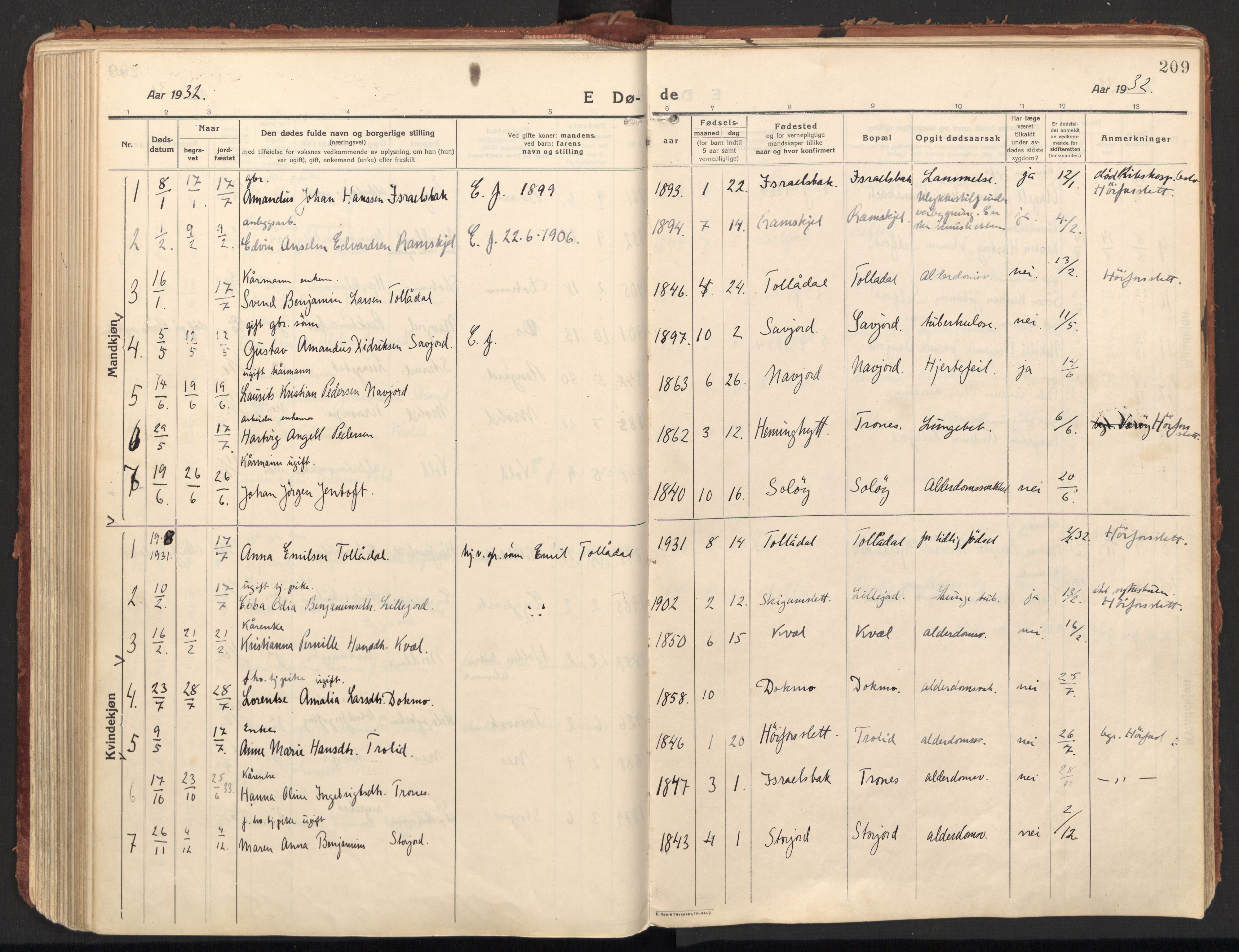 Ministerialprotokoller, klokkerbøker og fødselsregistre - Nordland, AV/SAT-A-1459/846/L0650: Ministerialbok nr. 846A08, 1916-1935, s. 209