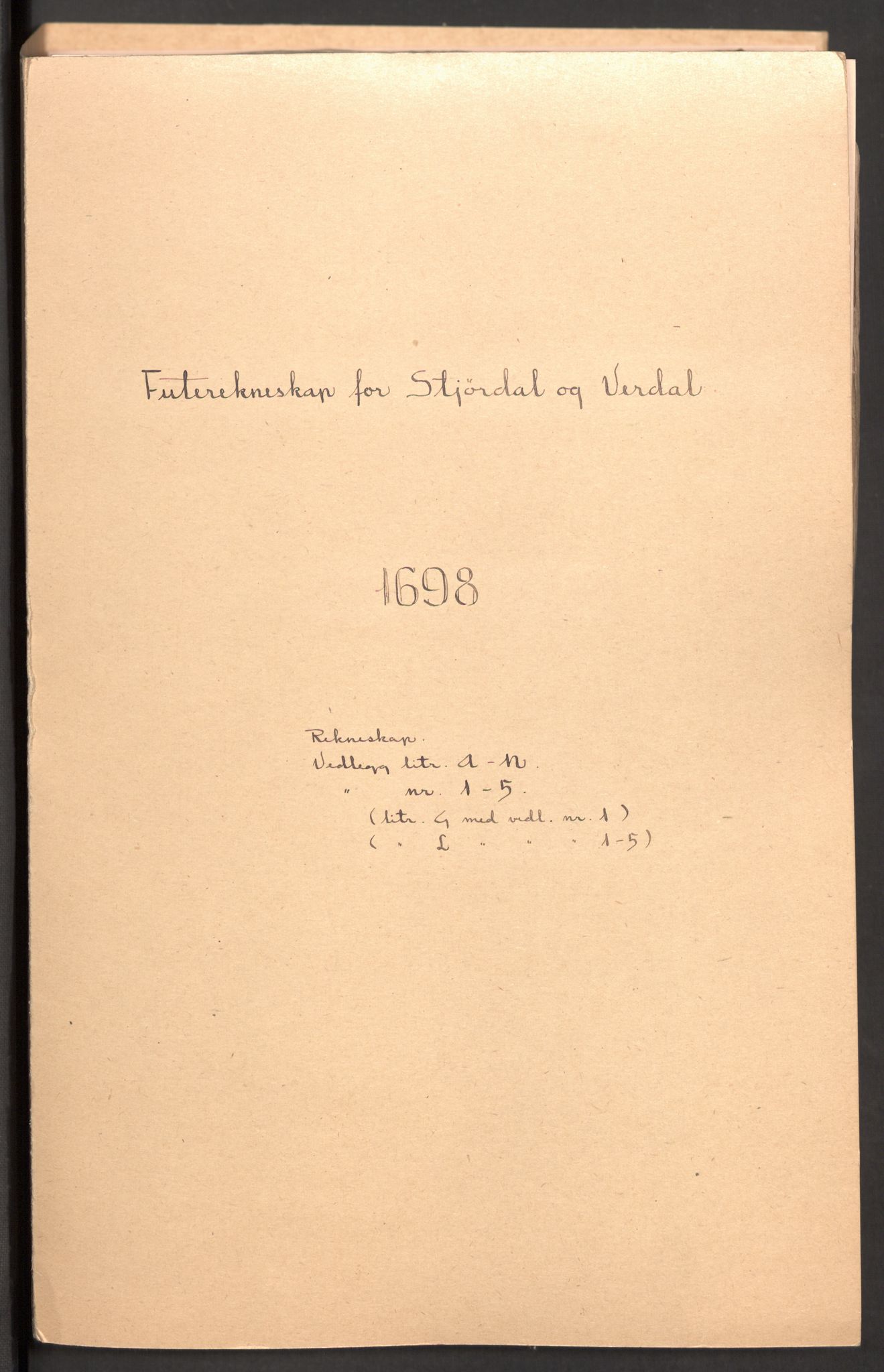 Rentekammeret inntil 1814, Reviderte regnskaper, Fogderegnskap, RA/EA-4092/R62/L4190: Fogderegnskap Stjørdal og Verdal, 1698, s. 2