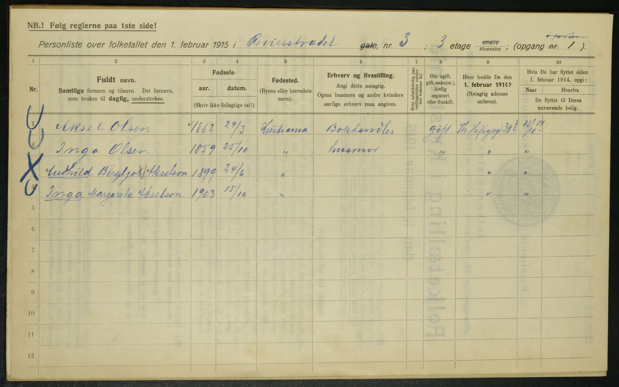 OBA, Kommunal folketelling 1.2.1915 for Kristiania, 1915, s. 82584