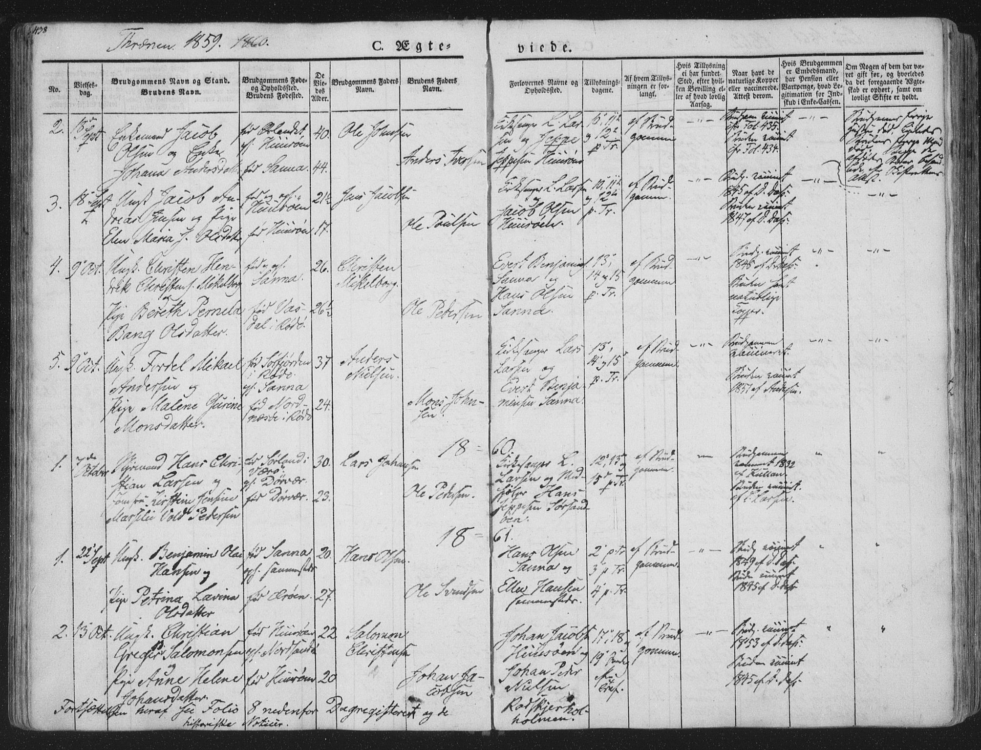 Ministerialprotokoller, klokkerbøker og fødselsregistre - Nordland, SAT/A-1459/839/L0566: Ministerialbok nr. 839A03, 1825-1862, s. 438