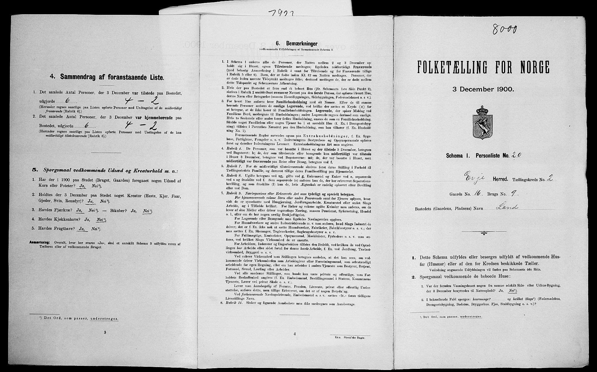 SAK, Folketelling 1900 for 0937 Evje herred, 1900, s. 41