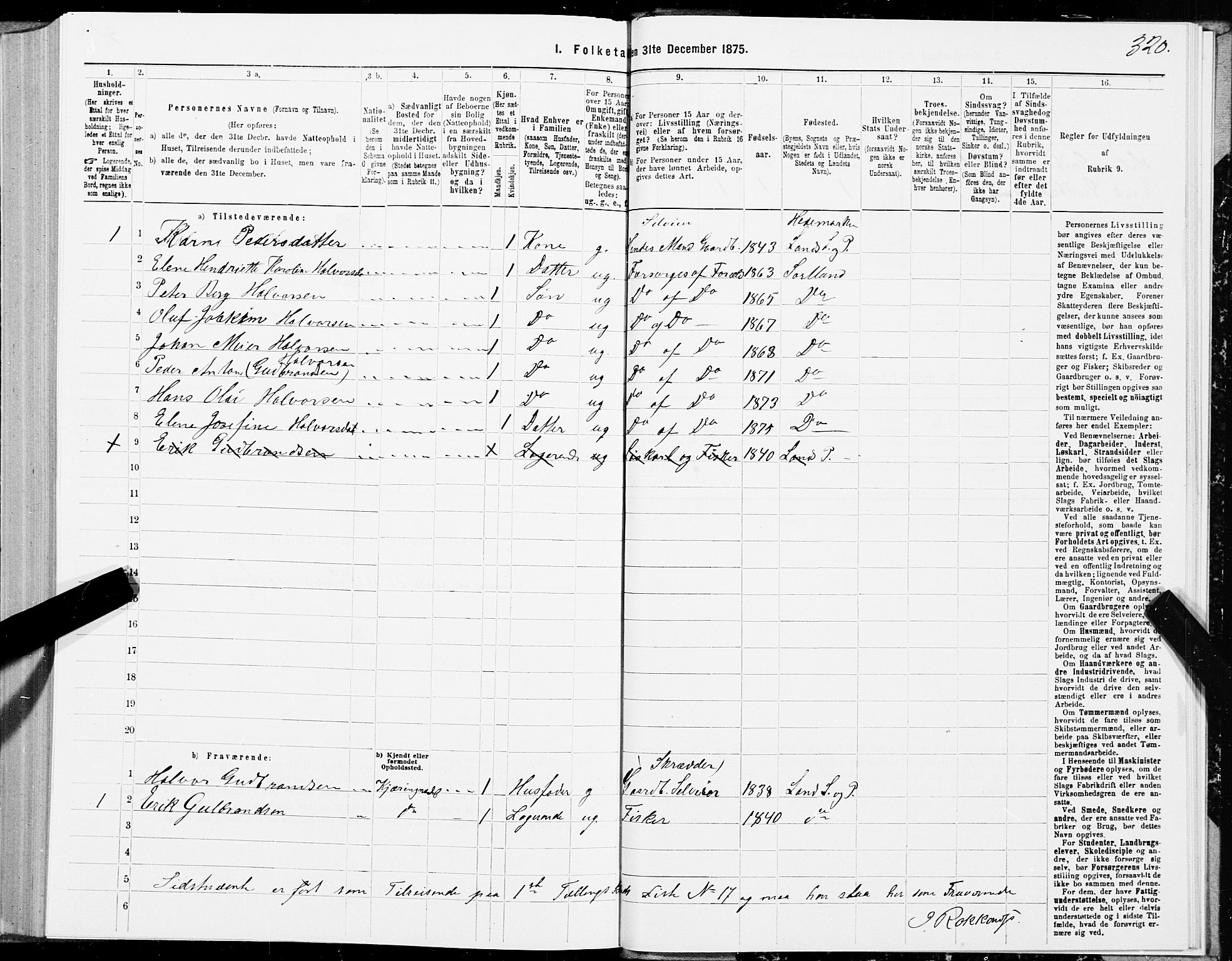 SAT, Folketelling 1875 for 1870P Sortland prestegjeld, 1875, s. 2320