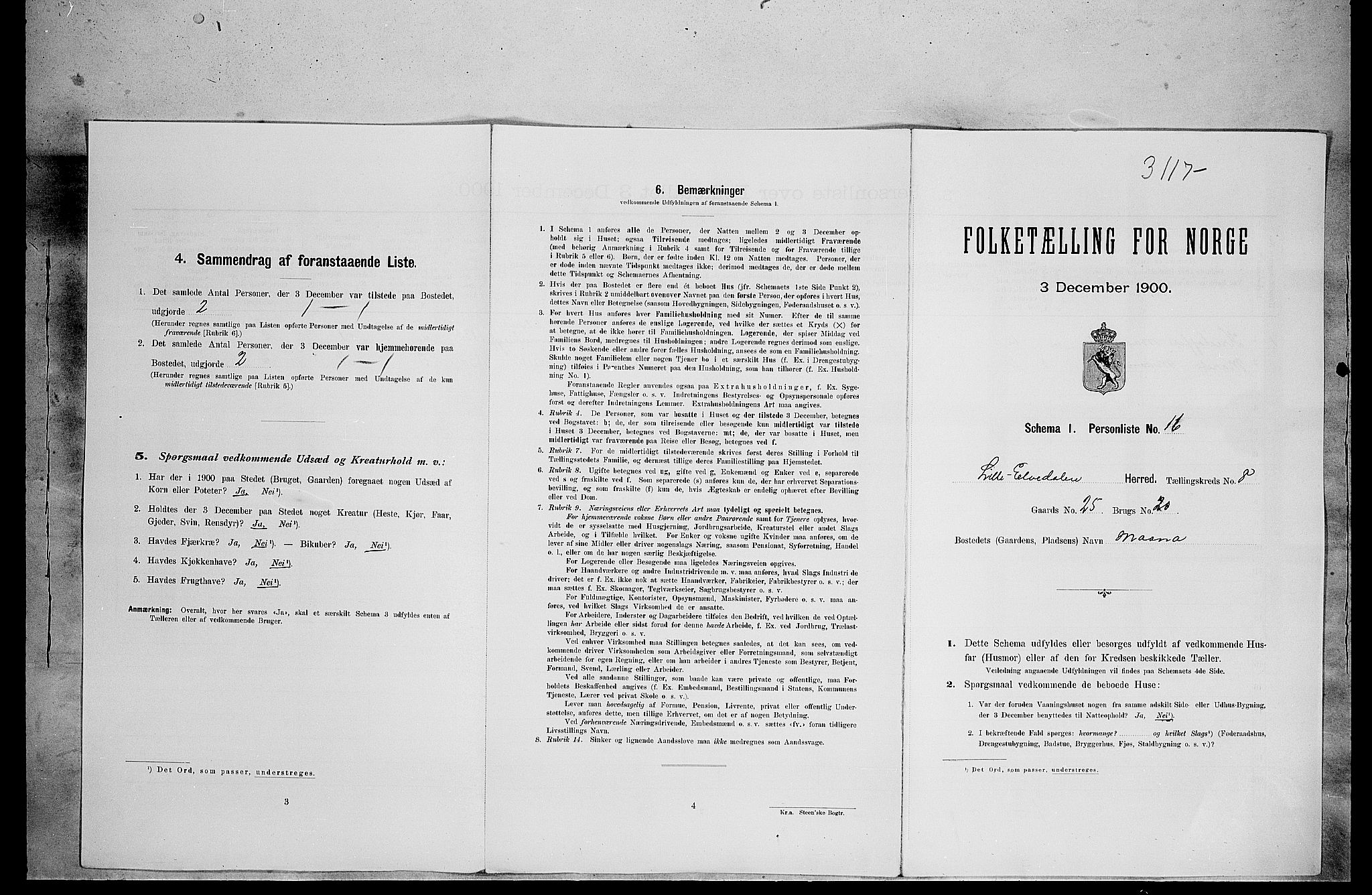 SAH, Folketelling 1900 for 0438 Lille Elvedalen herred, 1900, s. 592