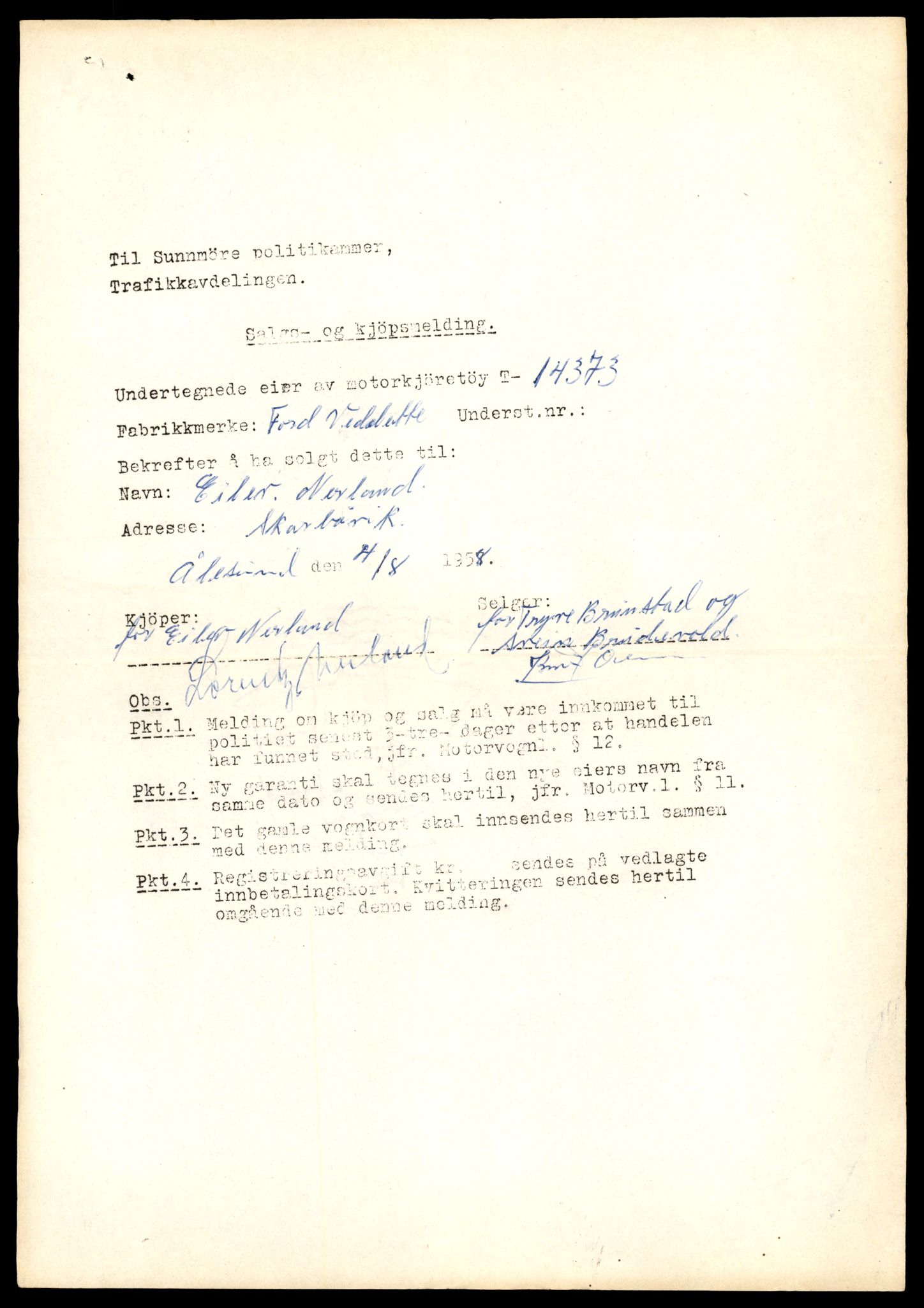 Møre og Romsdal vegkontor - Ålesund trafikkstasjon, AV/SAT-A-4099/F/Fe/L0045: Registreringskort for kjøretøy T 14320 - T 14444, 1927-1998, s. 1437