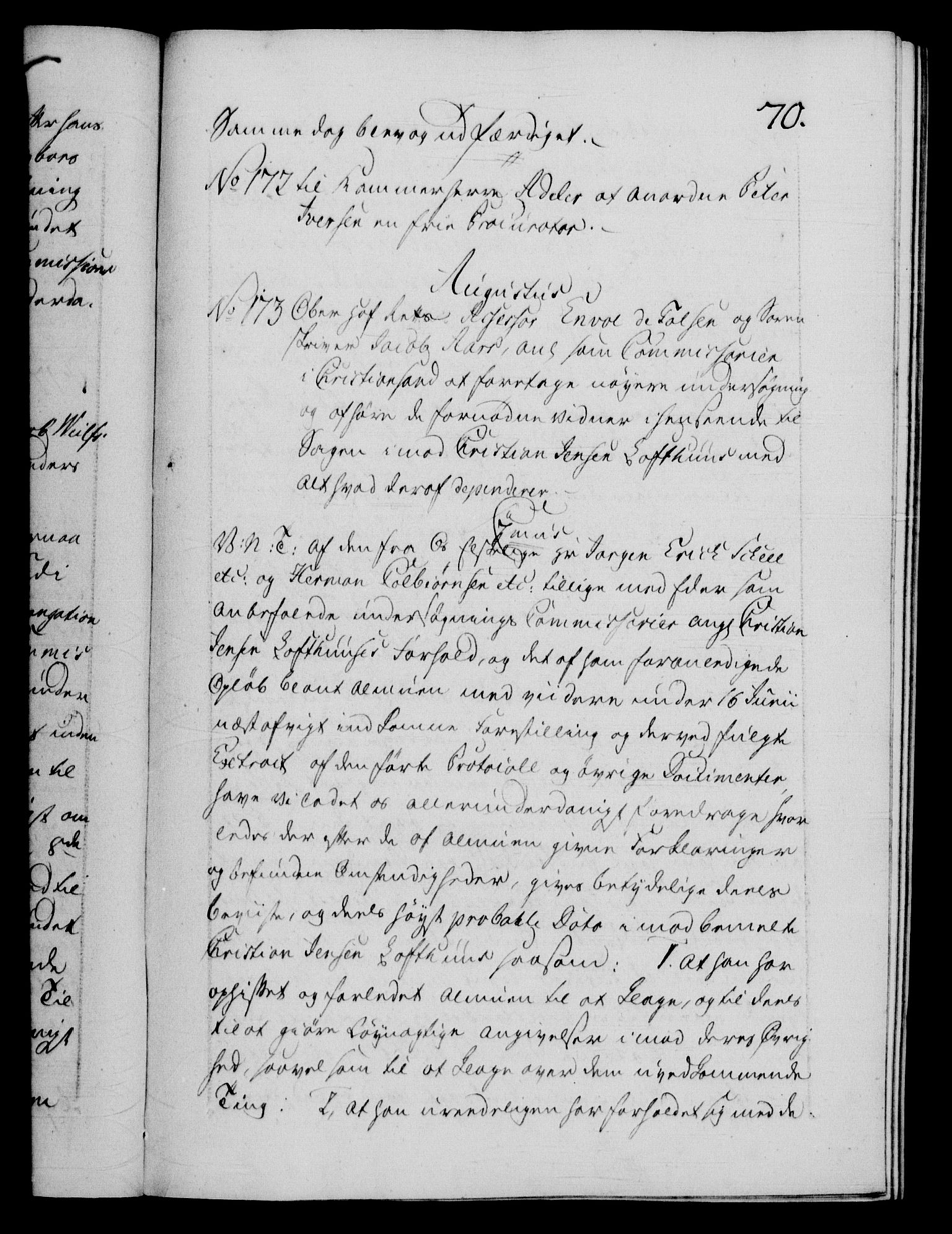 Danske Kanselli 1572-1799, AV/RA-EA-3023/F/Fc/Fca/Fcab/L0044: Norske tegnelser, 1787-1791, s. 70a