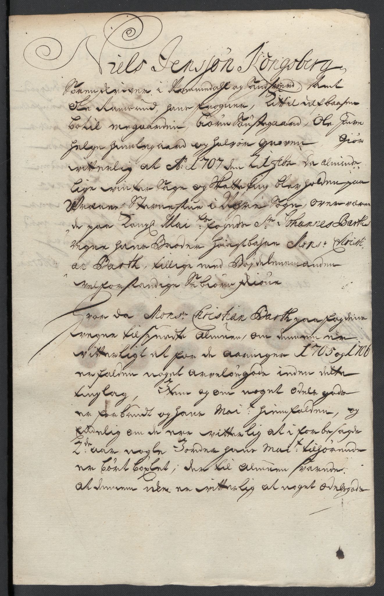 Rentekammeret inntil 1814, Reviderte regnskaper, Fogderegnskap, AV/RA-EA-4092/R24/L1583: Fogderegnskap Numedal og Sandsvær, 1705-1706, s. 250
