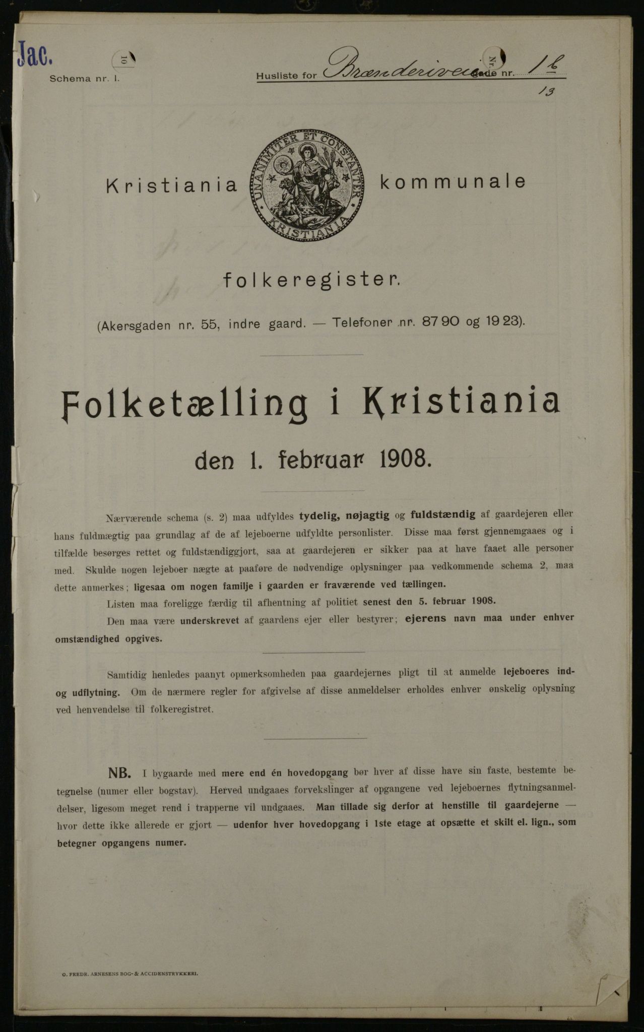 OBA, Kommunal folketelling 1.2.1908 for Kristiania kjøpstad, 1908, s. 8270