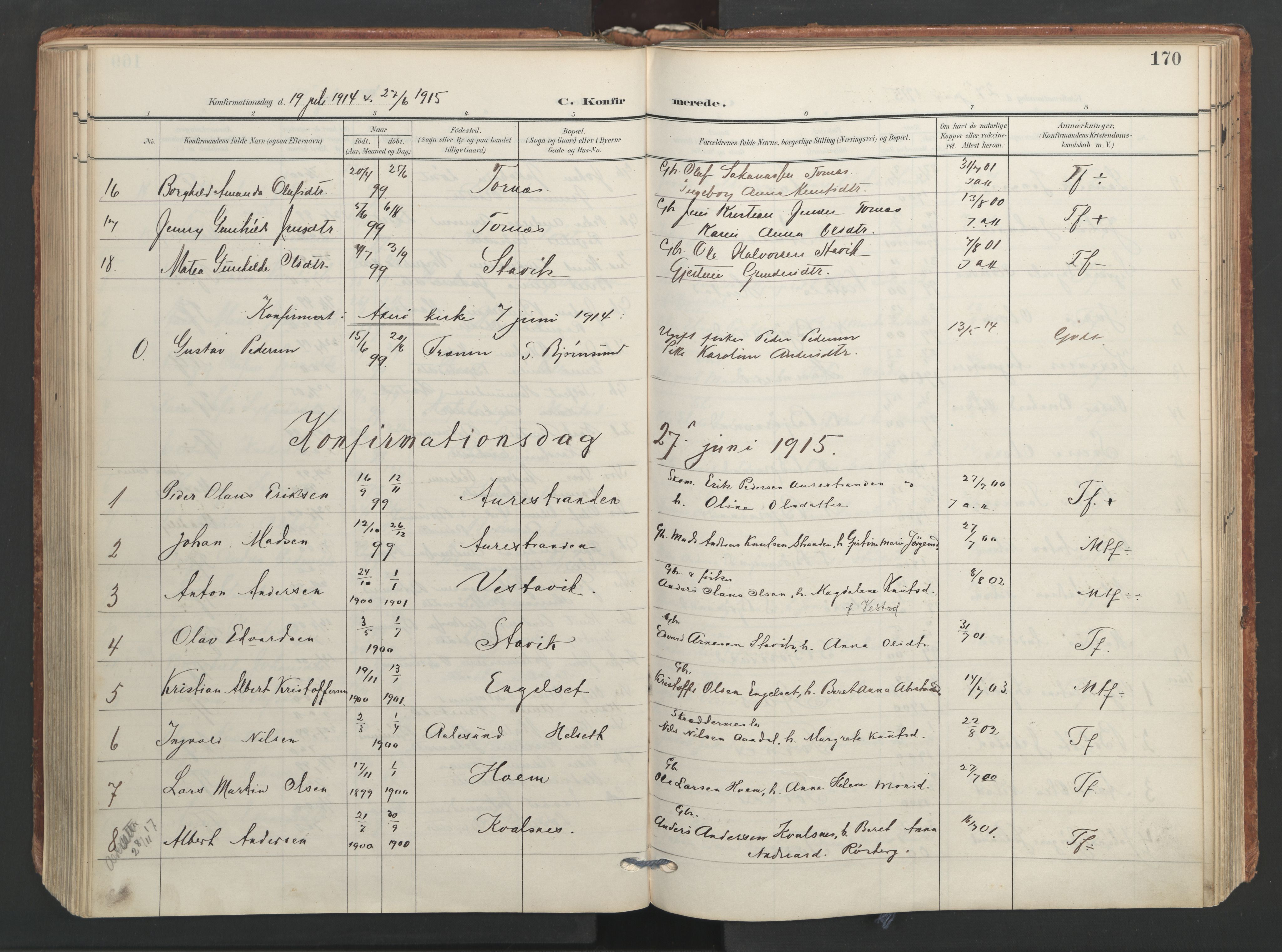 Ministerialprotokoller, klokkerbøker og fødselsregistre - Møre og Romsdal, AV/SAT-A-1454/565/L0751: Ministerialbok nr. 565A05, 1905-1979, s. 170