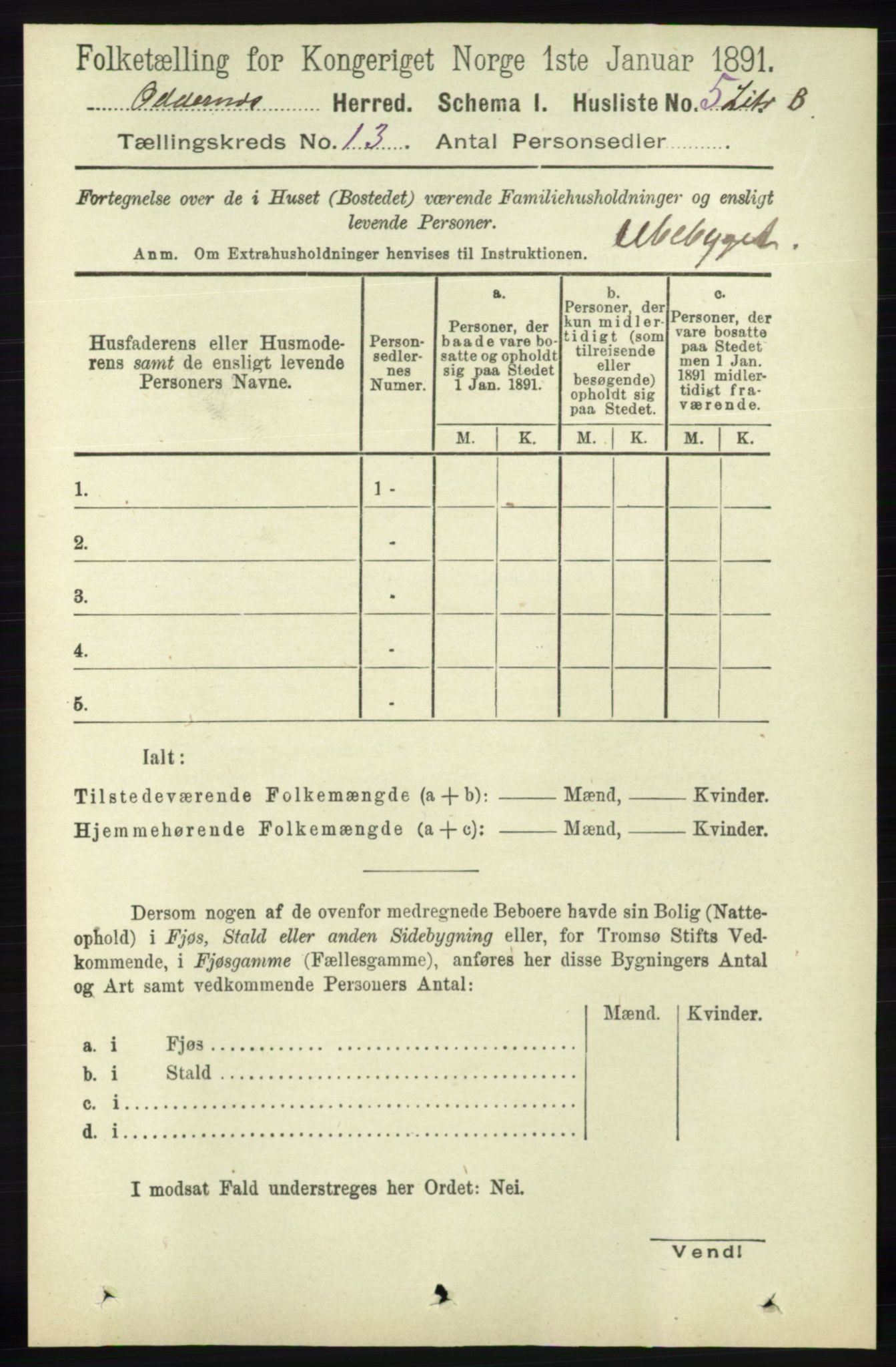 RA, Folketelling 1891 for 1012 Oddernes herred, 1891, s. 4603