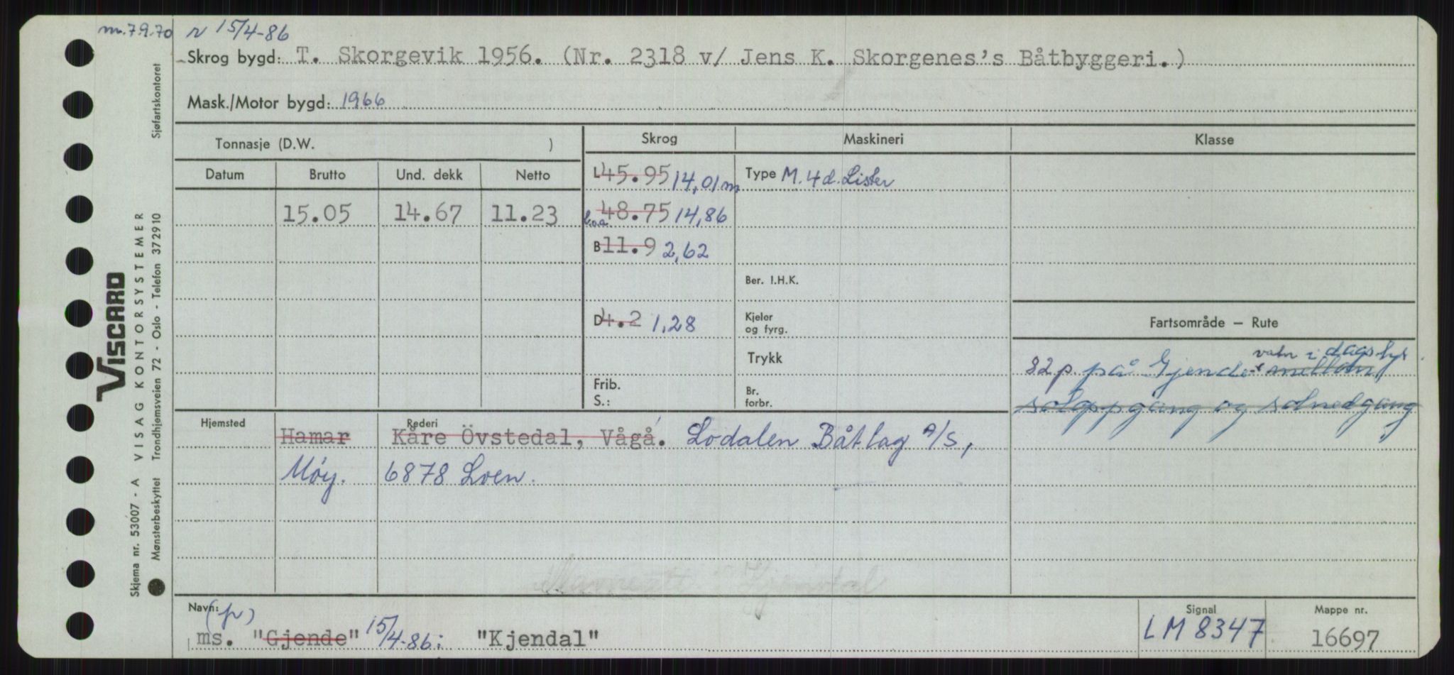 Sjøfartsdirektoratet med forløpere, Skipsmålingen, RA/S-1627/H/Ha/L0003/0001: Fartøy, Hilm-Mar / Fartøy, Hilm-Kol, s. 777