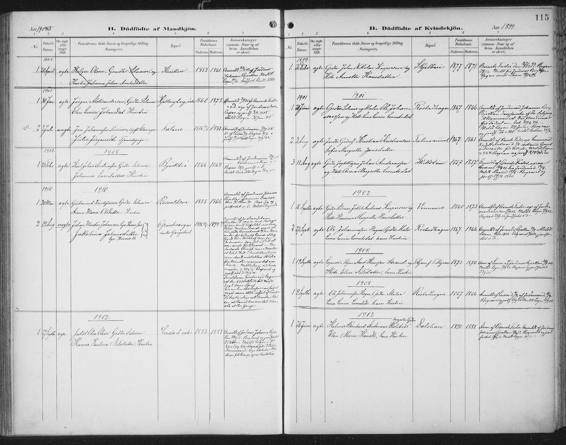 Ministerialprotokoller, klokkerbøker og fødselsregistre - Nord-Trøndelag, SAT/A-1458/701/L0011: Ministerialbok nr. 701A11, 1899-1915, s. 115
