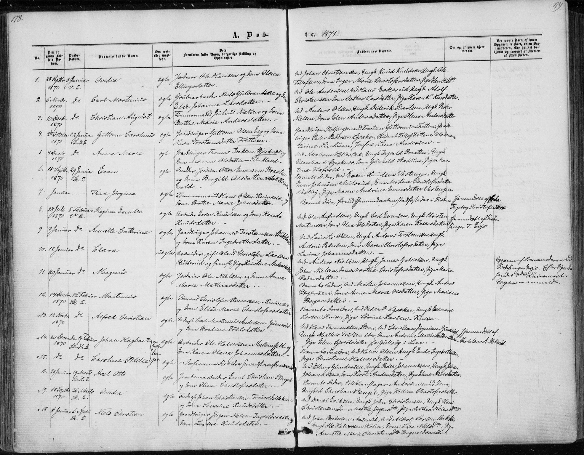 Skoger kirkebøker, AV/SAKO-A-59/F/Fa/L0004: Ministerialbok nr. I 4, 1862-1872, s. 178-179