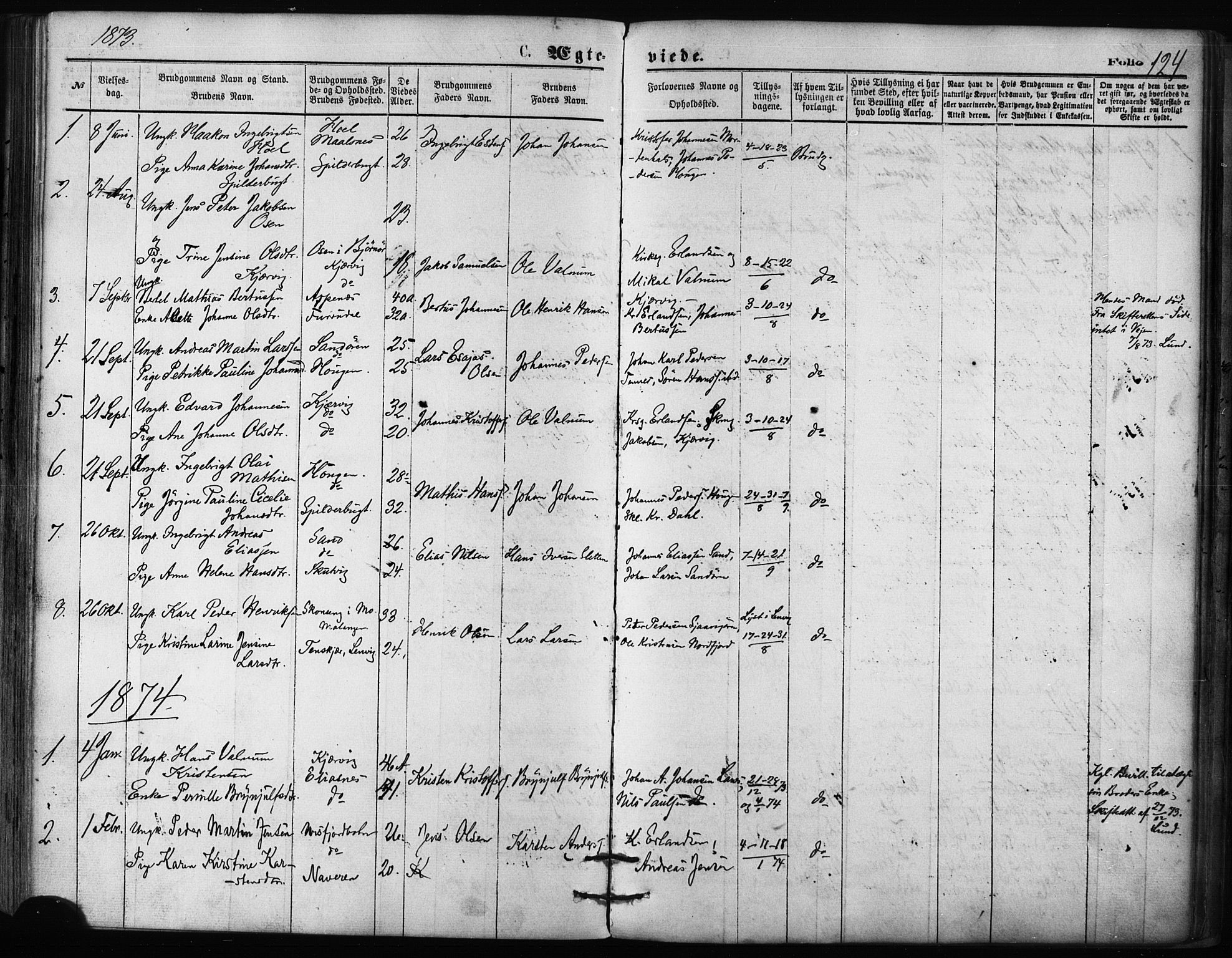 Balsfjord sokneprestembete, AV/SATØ-S-1303/G/Ga/L0002kirke: Ministerialbok nr. 2, 1871-1886, s. 124