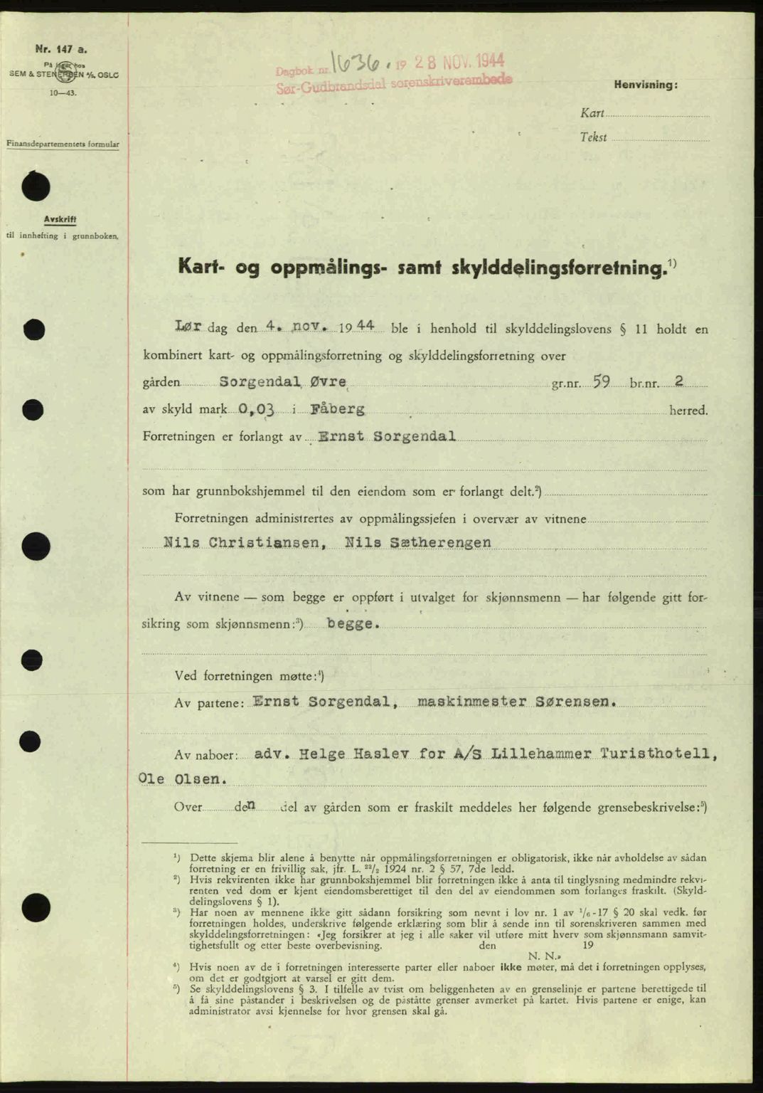Sør-Gudbrandsdal tingrett, SAH/TING-004/H/Hb/Hbd/L0014: Pantebok nr. A14, 1944-1945, Dagboknr: 1636/1944