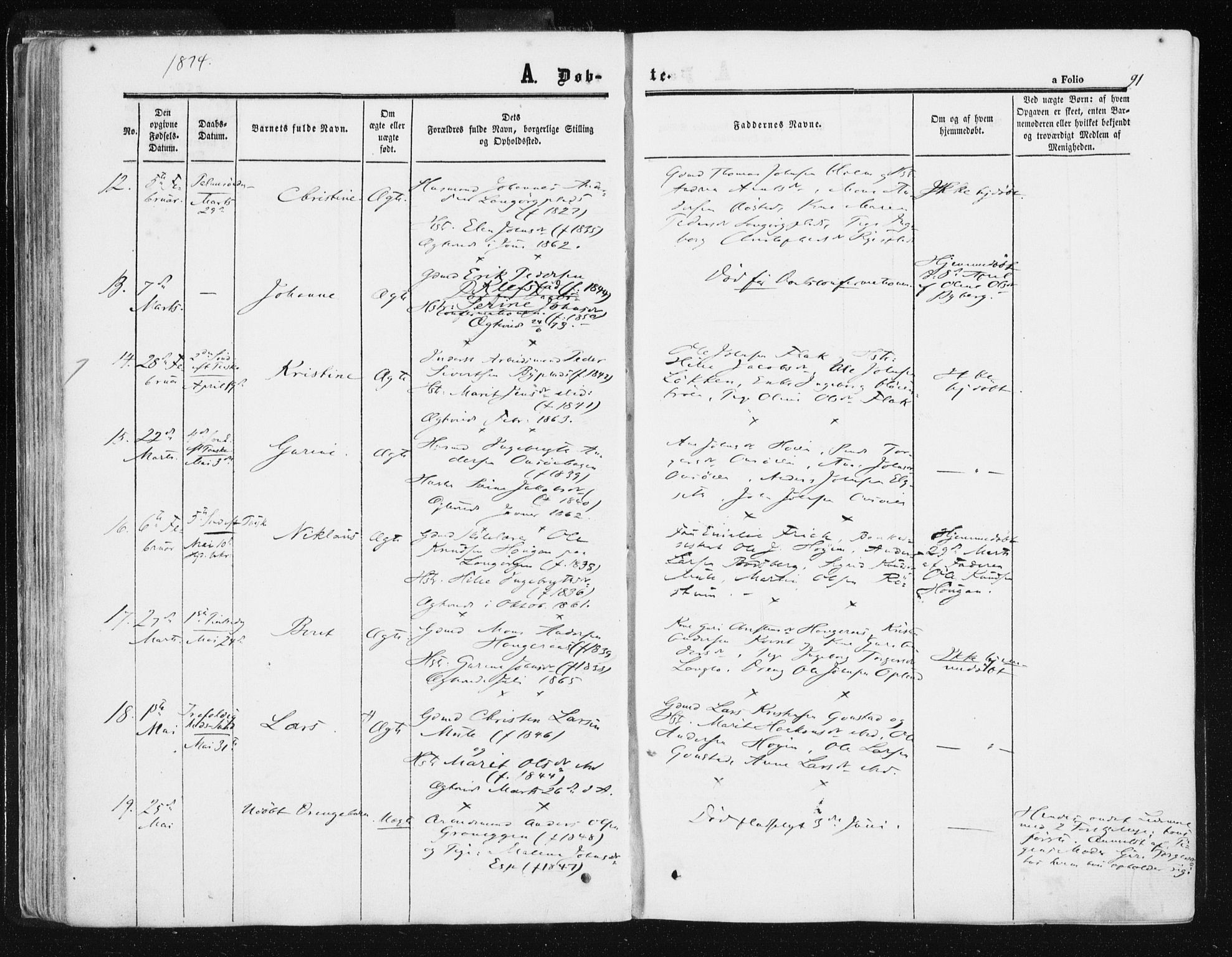 Ministerialprotokoller, klokkerbøker og fødselsregistre - Sør-Trøndelag, SAT/A-1456/612/L0377: Ministerialbok nr. 612A09, 1859-1877, s. 91