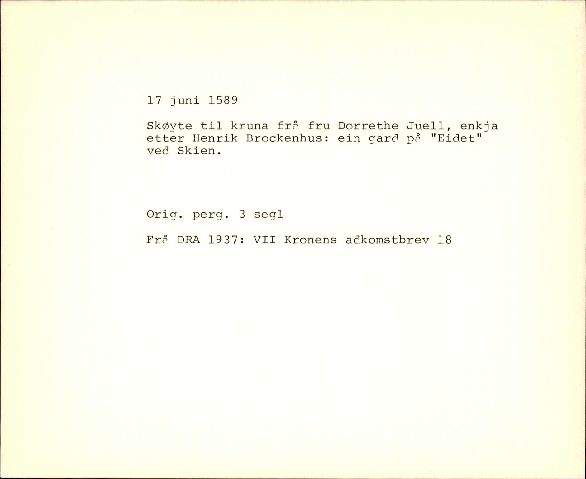 Riksarkivets diplomsamling, AV/RA-EA-5965/F35/F35f/L0002: Regestsedler: Diplomer fra DRA 1937 og 1996, s. 405