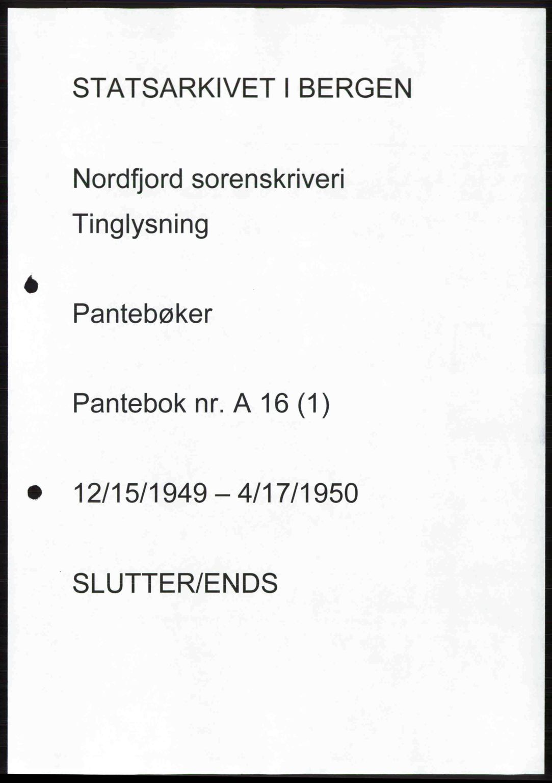 Nordfjord sorenskriveri, SAB/A-2801/02/02b/02bj/L0016a: Pantebok nr. A16 I, 1949-1950