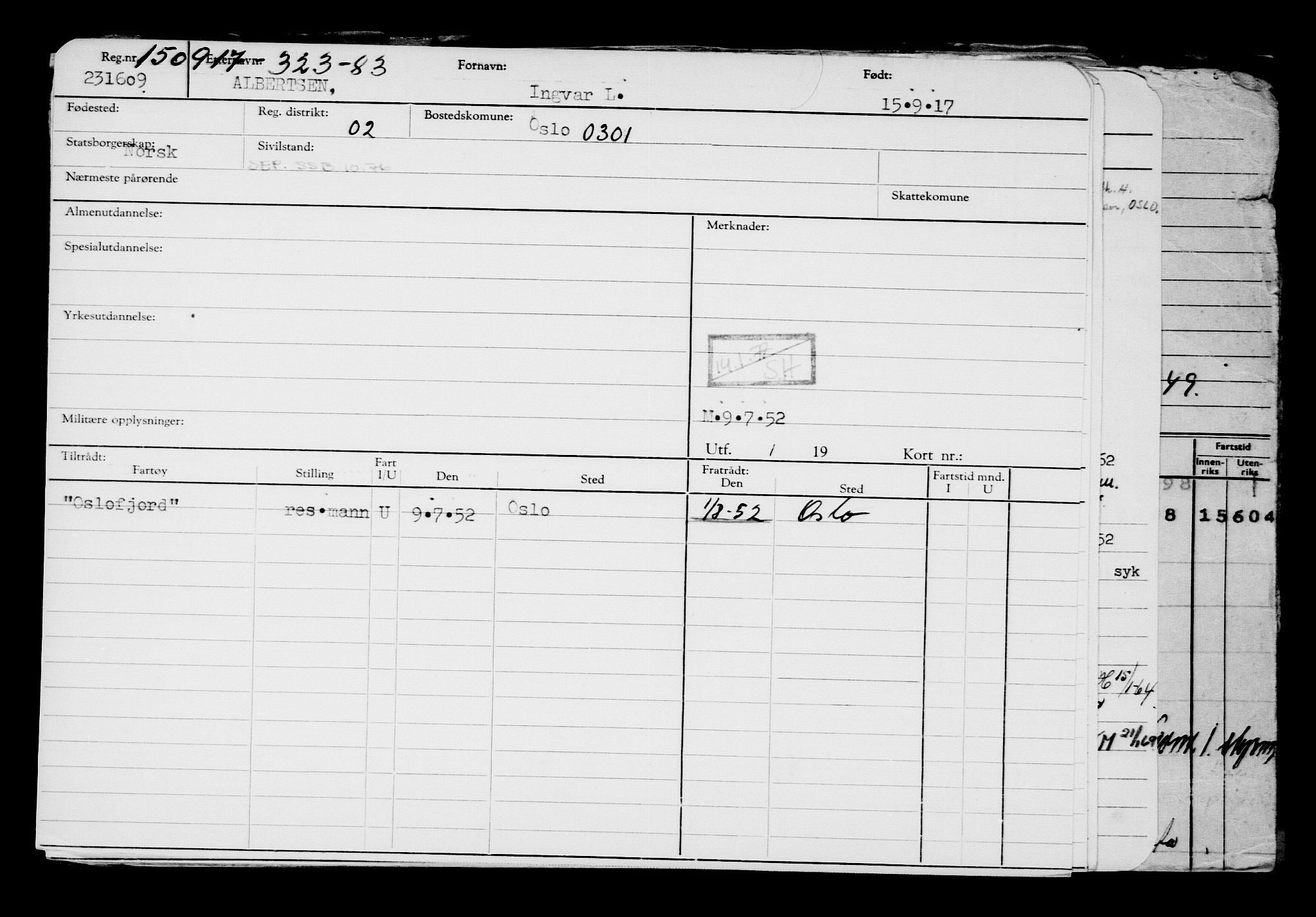 Direktoratet for sjømenn, RA/S-3545/G/Gb/L0151: Hovedkort, 1917, s. 628