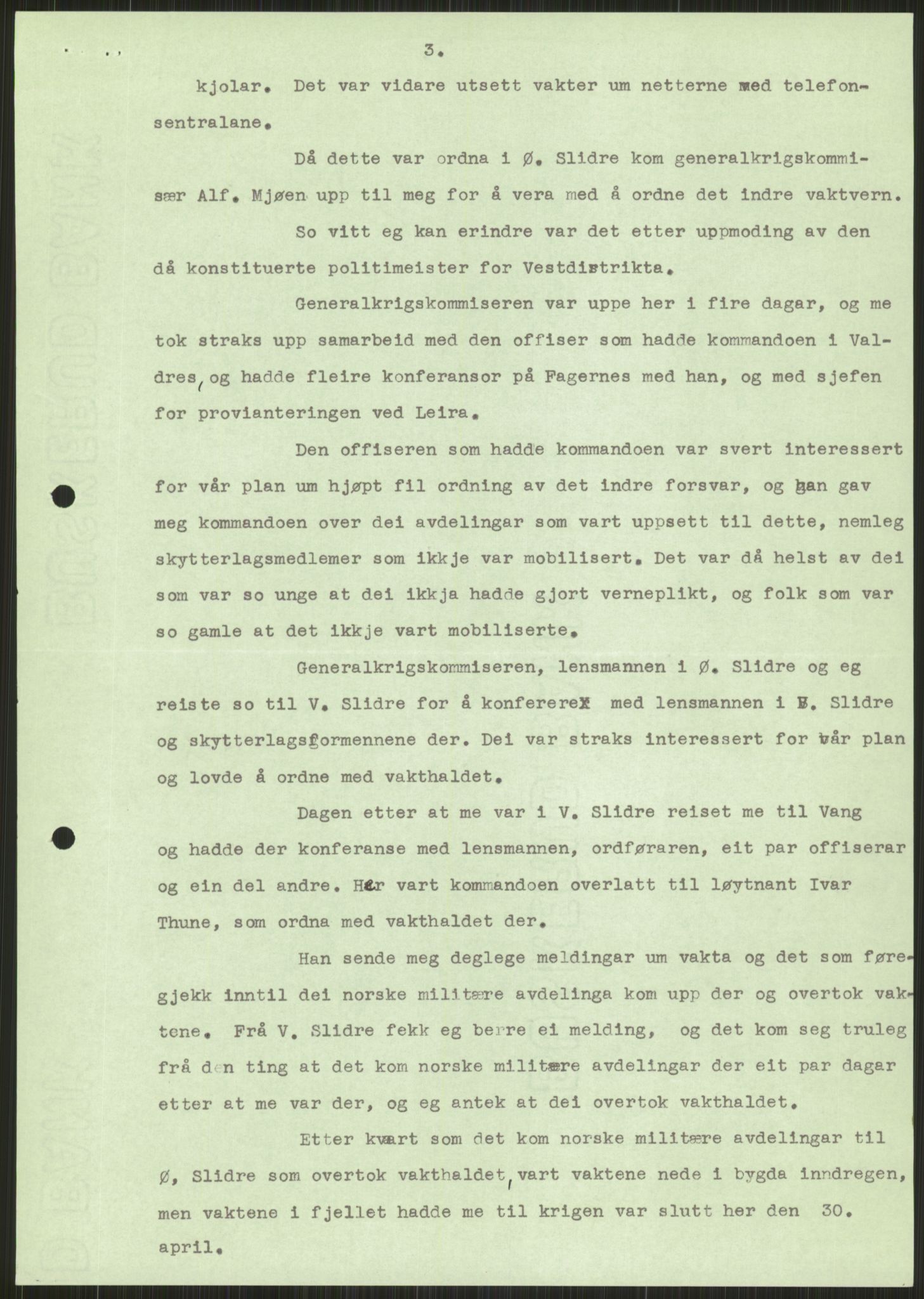 Forsvaret, Forsvarets krigshistoriske avdeling, AV/RA-RAFA-2017/Y/Ya/L0014: II-C-11-31 - Fylkesmenn.  Rapporter om krigsbegivenhetene 1940., 1940, s. 279