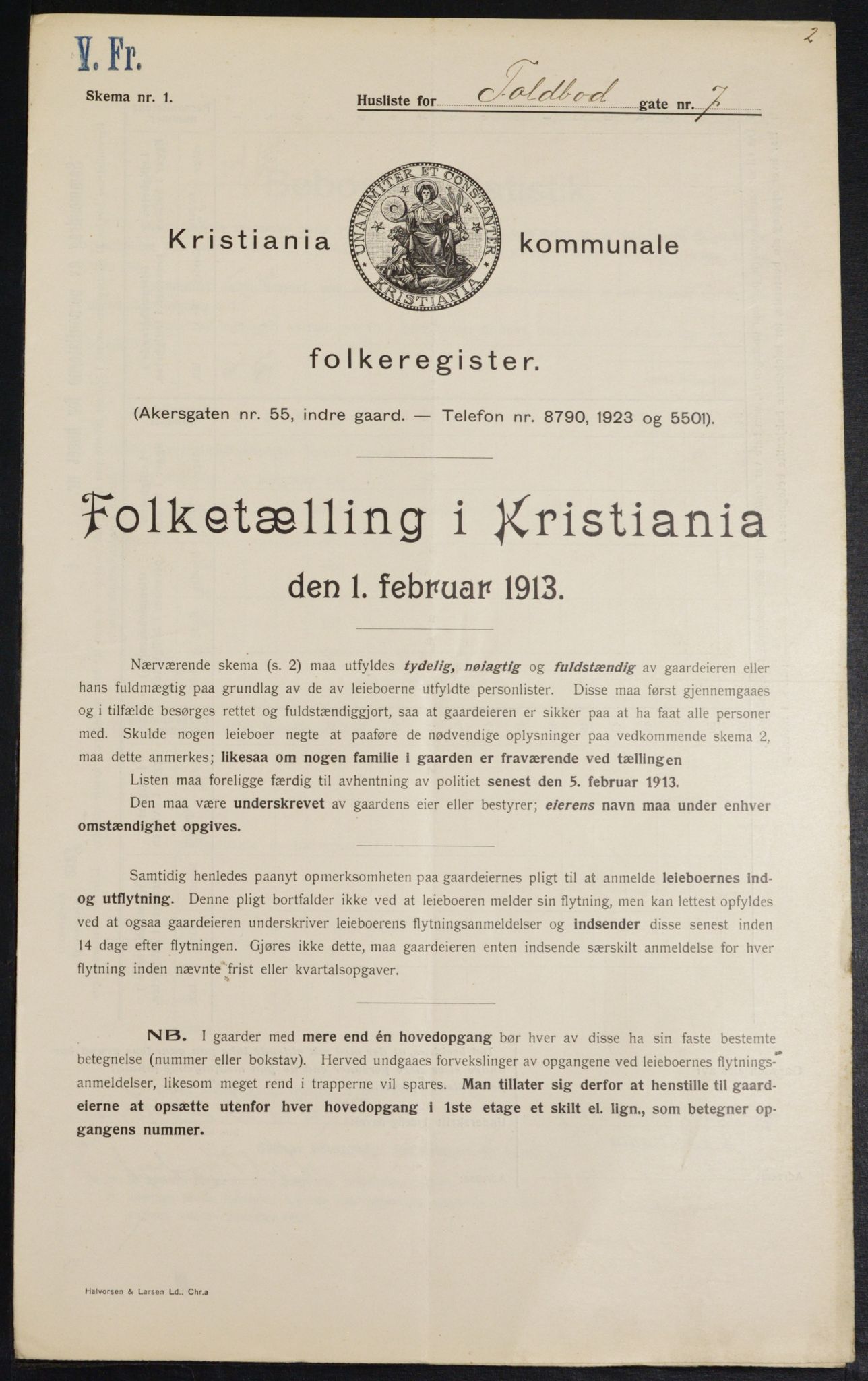 OBA, Kommunal folketelling 1.2.1913 for Kristiania, 1913, s. 113138