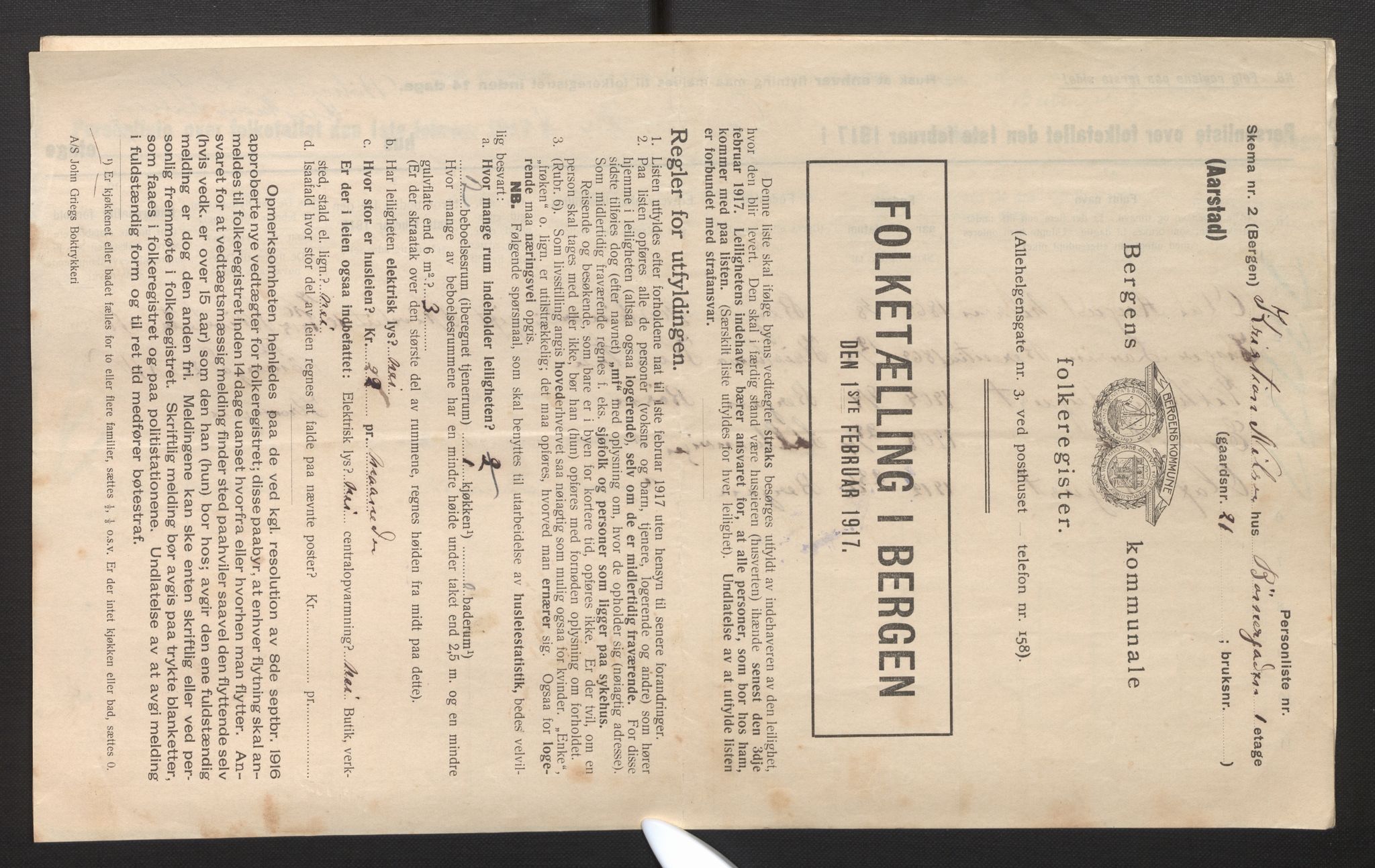 SAB, Kommunal folketelling 1917 for Bergen kjøpstad, 1917, s. 47611