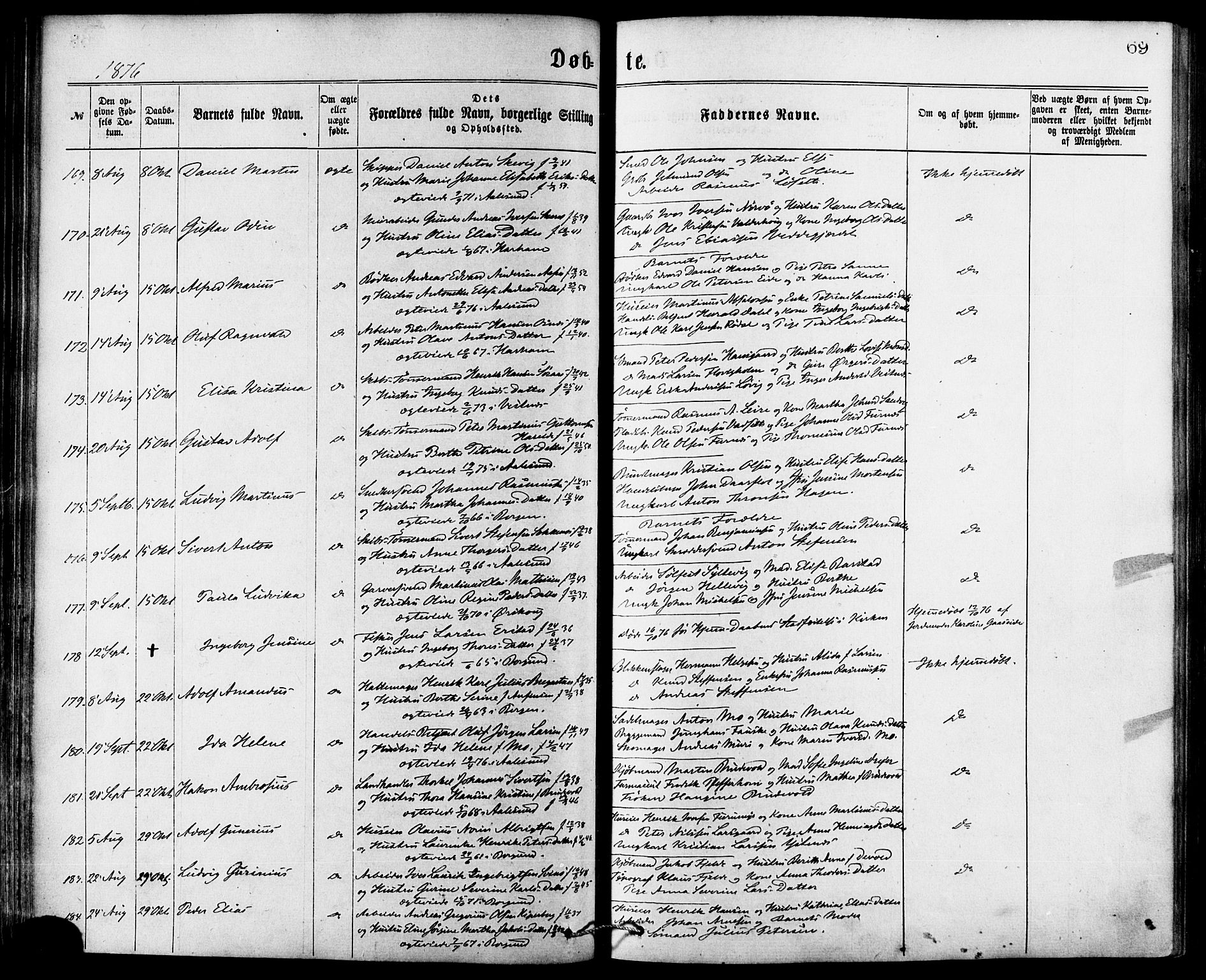 Ministerialprotokoller, klokkerbøker og fødselsregistre - Møre og Romsdal, AV/SAT-A-1454/529/L0453: Ministerialbok nr. 529A03, 1872-1877, s. 69