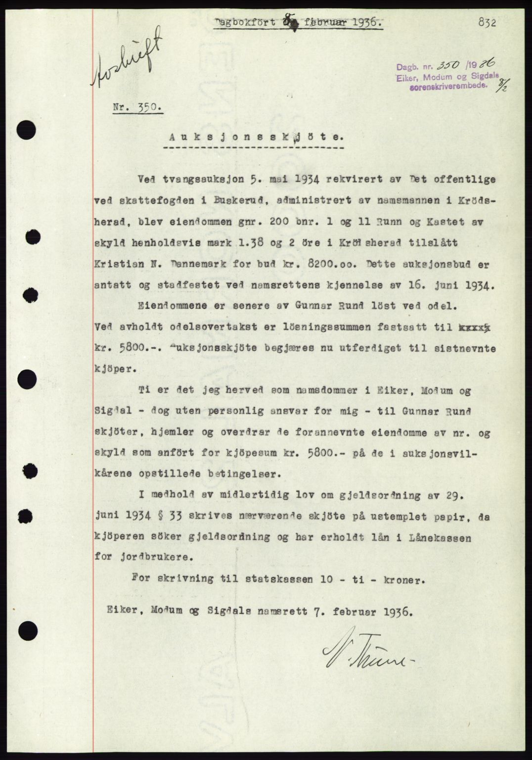 Eiker, Modum og Sigdal sorenskriveri, SAKO/A-123/G/Ga/Gab/L0031: Pantebok nr. A1, 1935-1936, Tingl.dato: 08.02.1936