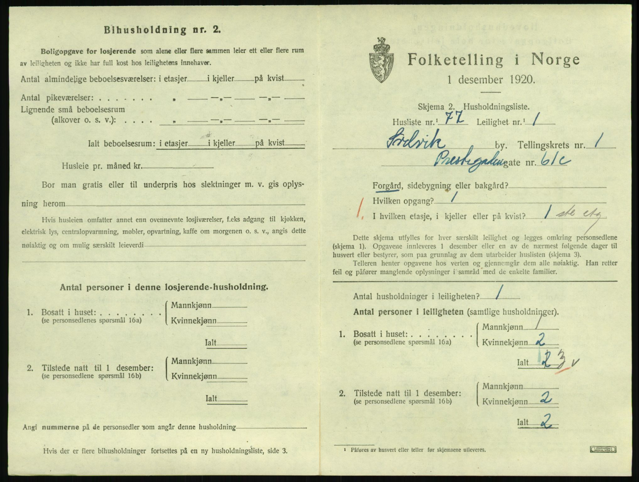 SAKO, Folketelling 1920 for 0701 Svelvik ladested, 1920, s. 737