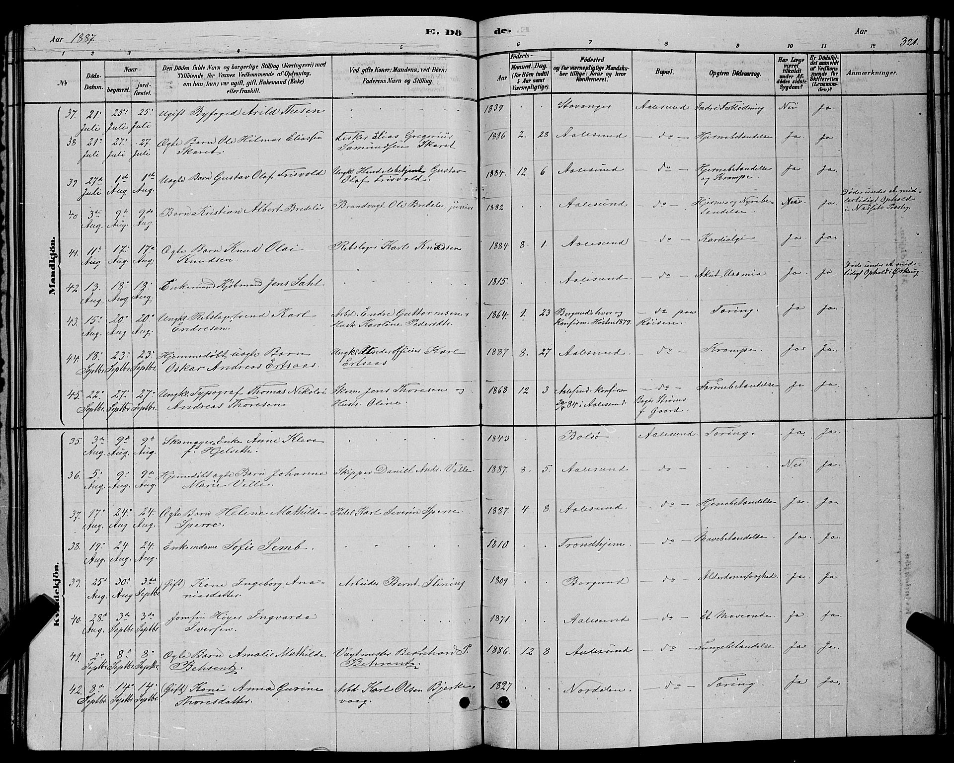 Ministerialprotokoller, klokkerbøker og fødselsregistre - Møre og Romsdal, AV/SAT-A-1454/529/L0466: Klokkerbok nr. 529C03, 1878-1888, s. 321