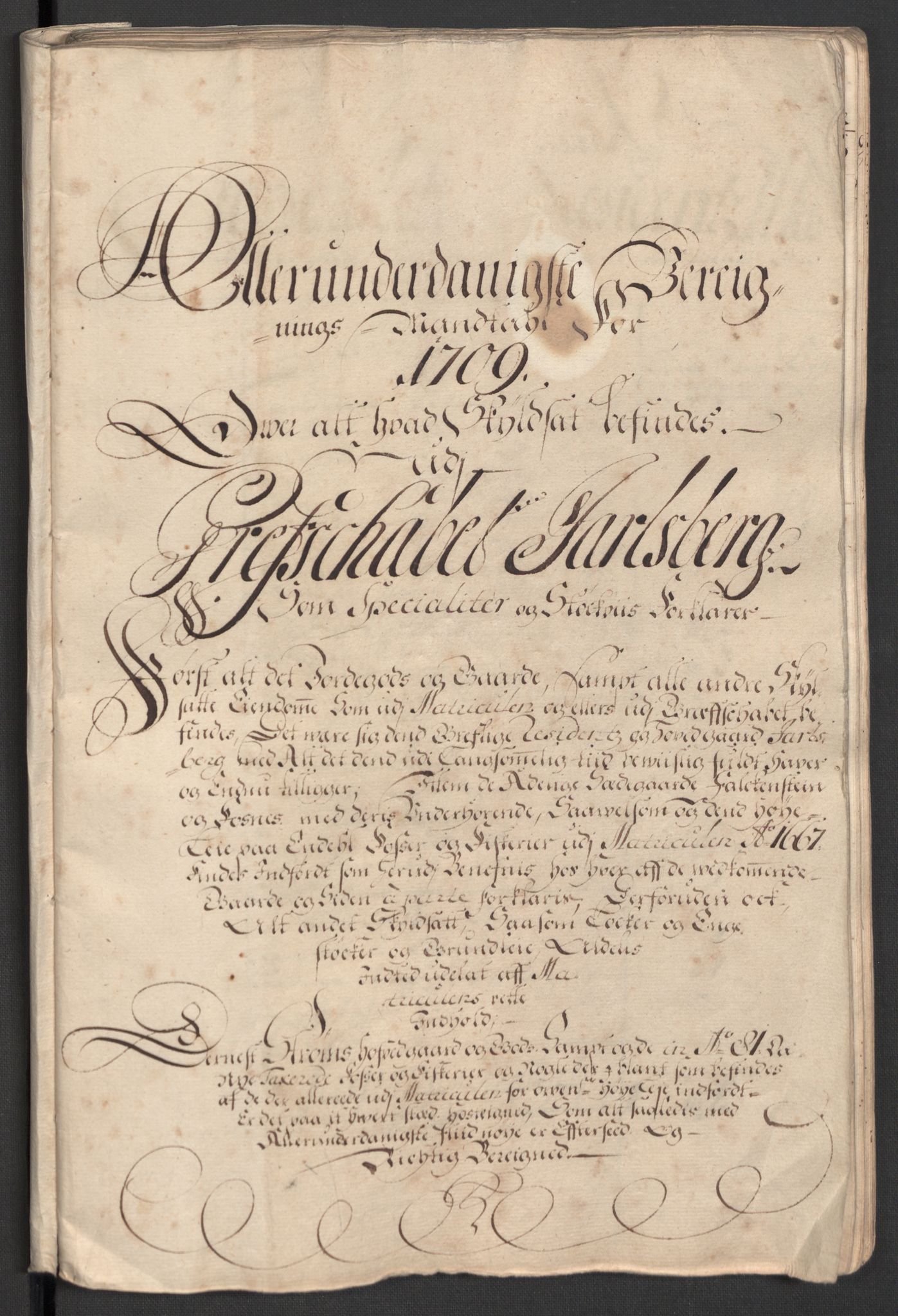 Rentekammeret inntil 1814, Reviderte regnskaper, Fogderegnskap, RA/EA-4092/R32/L1874: Fogderegnskap Jarlsberg grevskap, 1709, s. 18