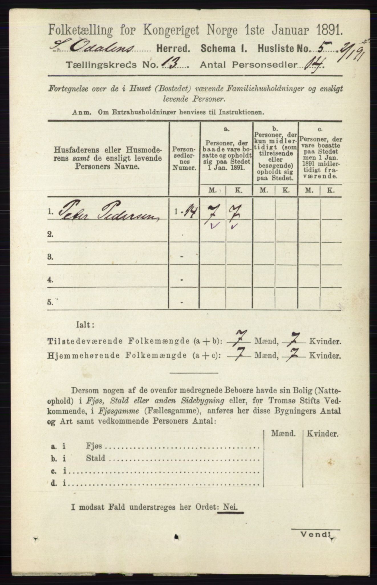 RA, Folketelling 1891 for 0419 Sør-Odal herred, 1891, s. 5511