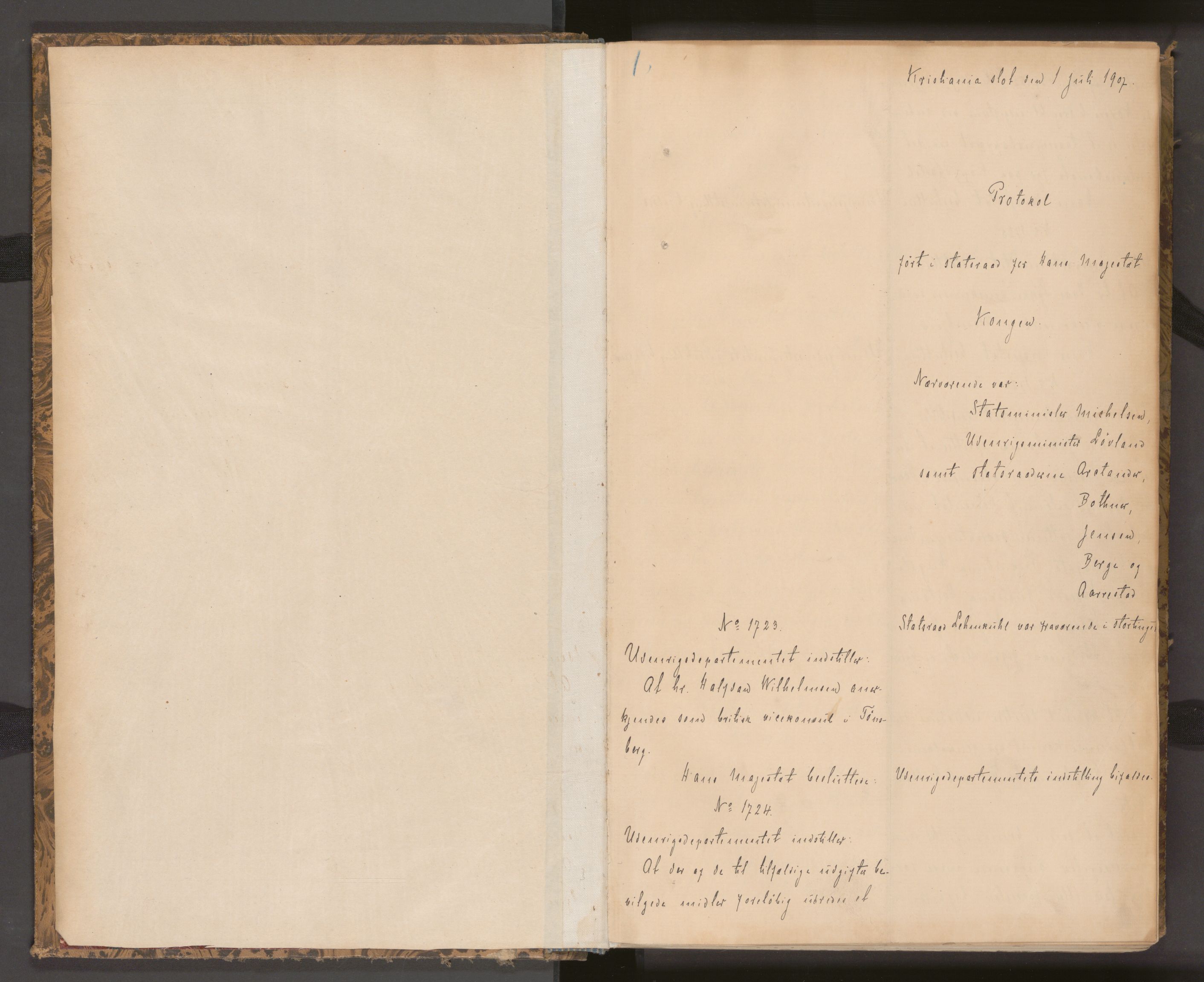 Statsrådssekretariatet, AV/RA-S-1001/A/Ac/L0008: Kgl. res. nr. 1723-2684, 3. kvartal, 1907