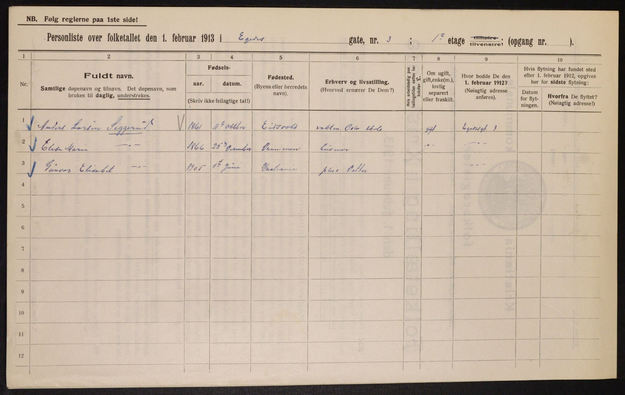 OBA, Kommunal folketelling 1.2.1913 for Kristiania, 1913, s. 18820