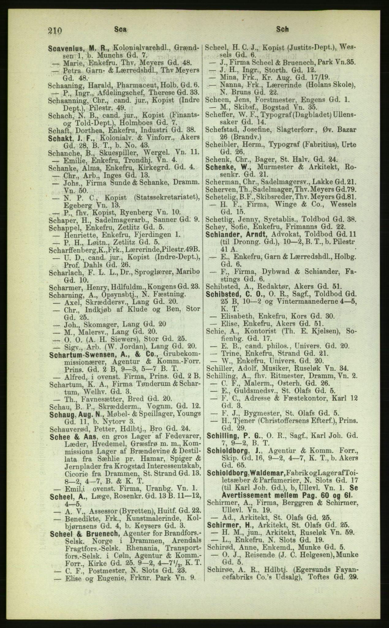 Kristiania/Oslo adressebok, PUBL/-, 1883, s. 210