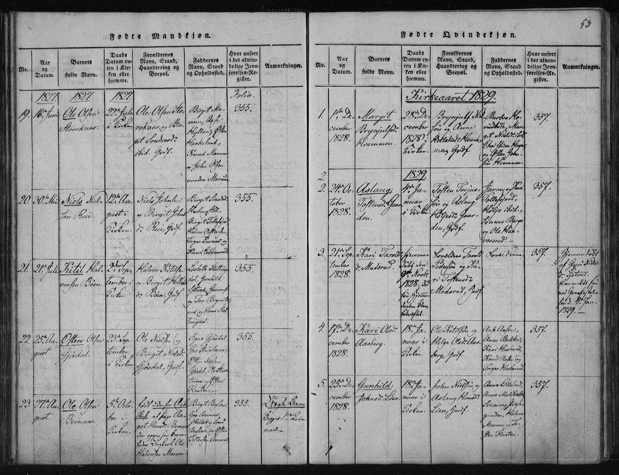 Tinn kirkebøker, AV/SAKO-A-308/F/Fa/L0004: Ministerialbok nr. I 4, 1815-1843, s. 52b-53a