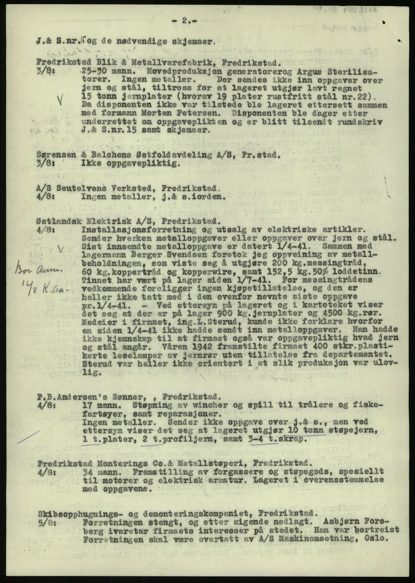 Direktoratet for industriforsyning, Sekretariatet, AV/RA-S-4153/D/Df/L0054: 9. Metallkontoret, 1940-1945, s. 2626